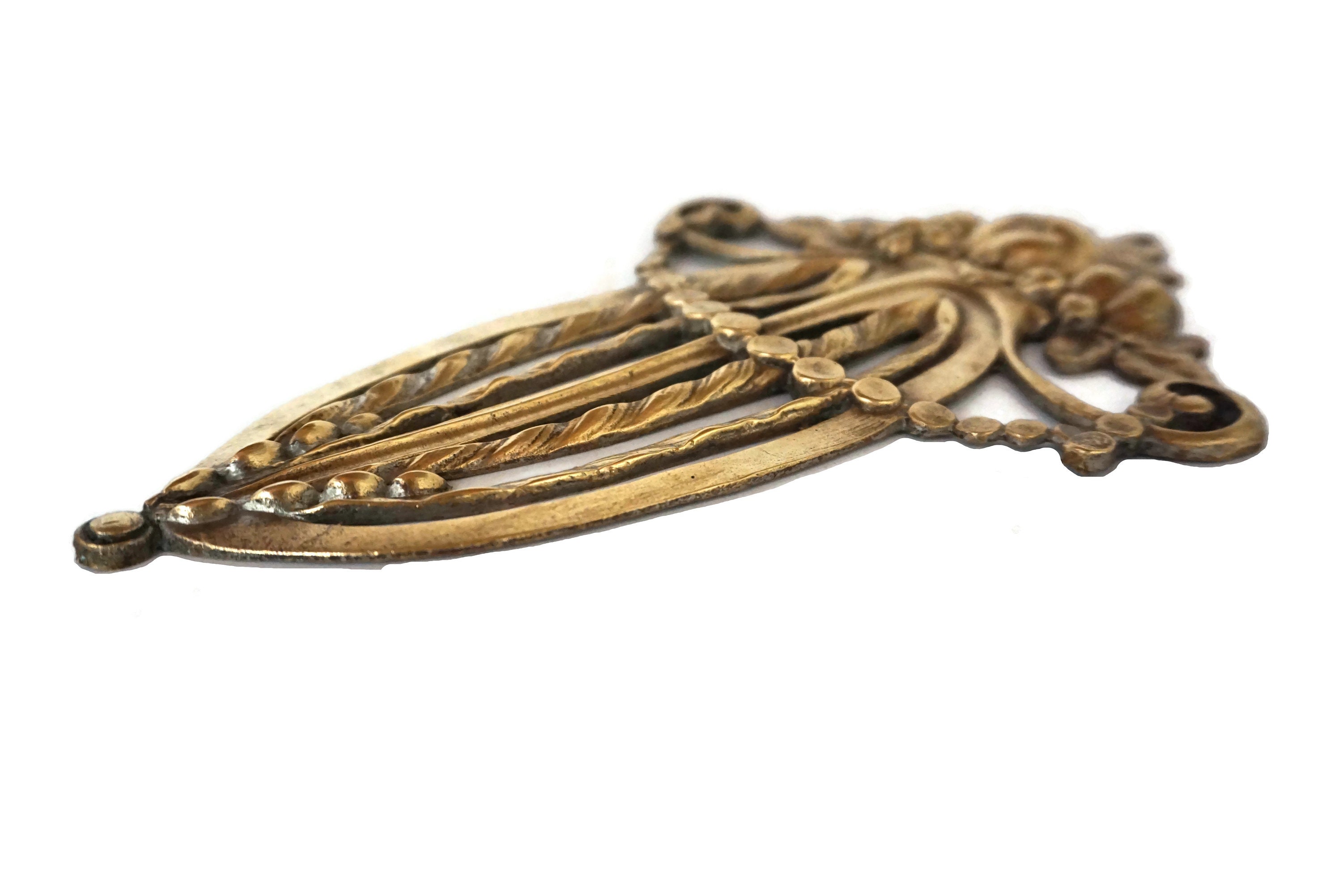 Bronze Fruit Furniture Ornament, Antique French Hardware Molding Pediment