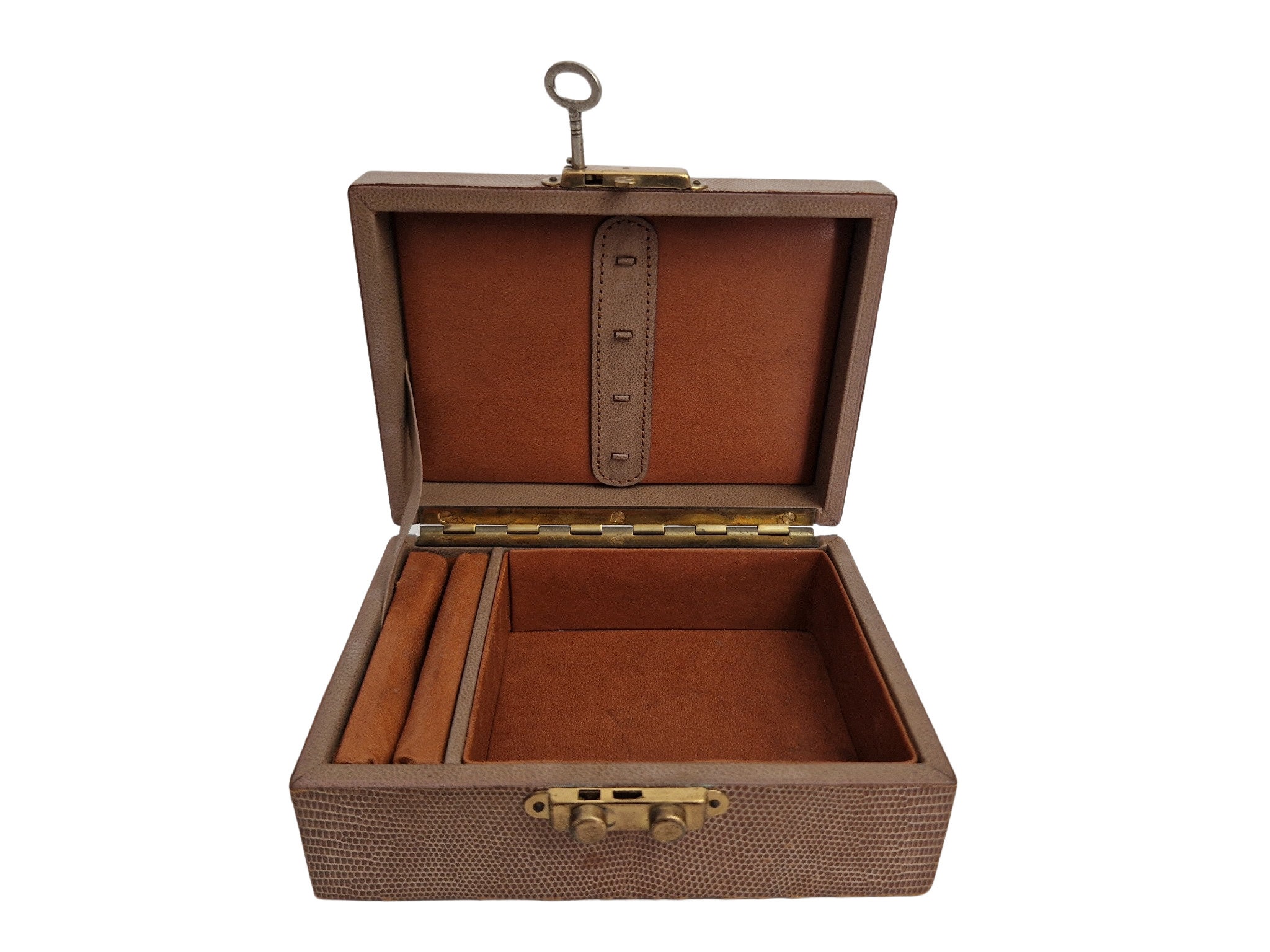 Vintage Men Leather Valet Jewelry Box