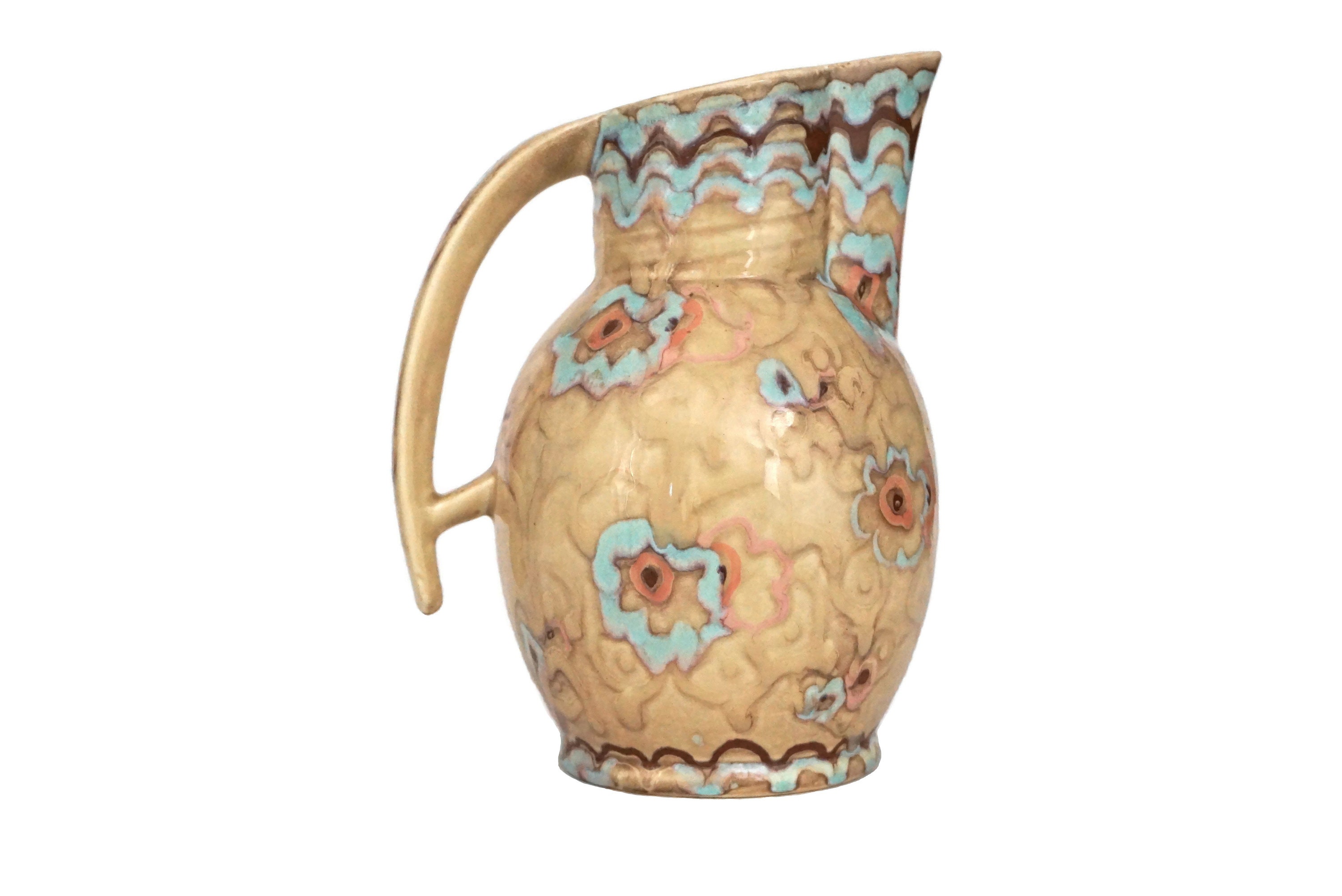 Art Deco Beswick Pottery Jug, No 148, 1930s Ceramic Water Pitcher Made