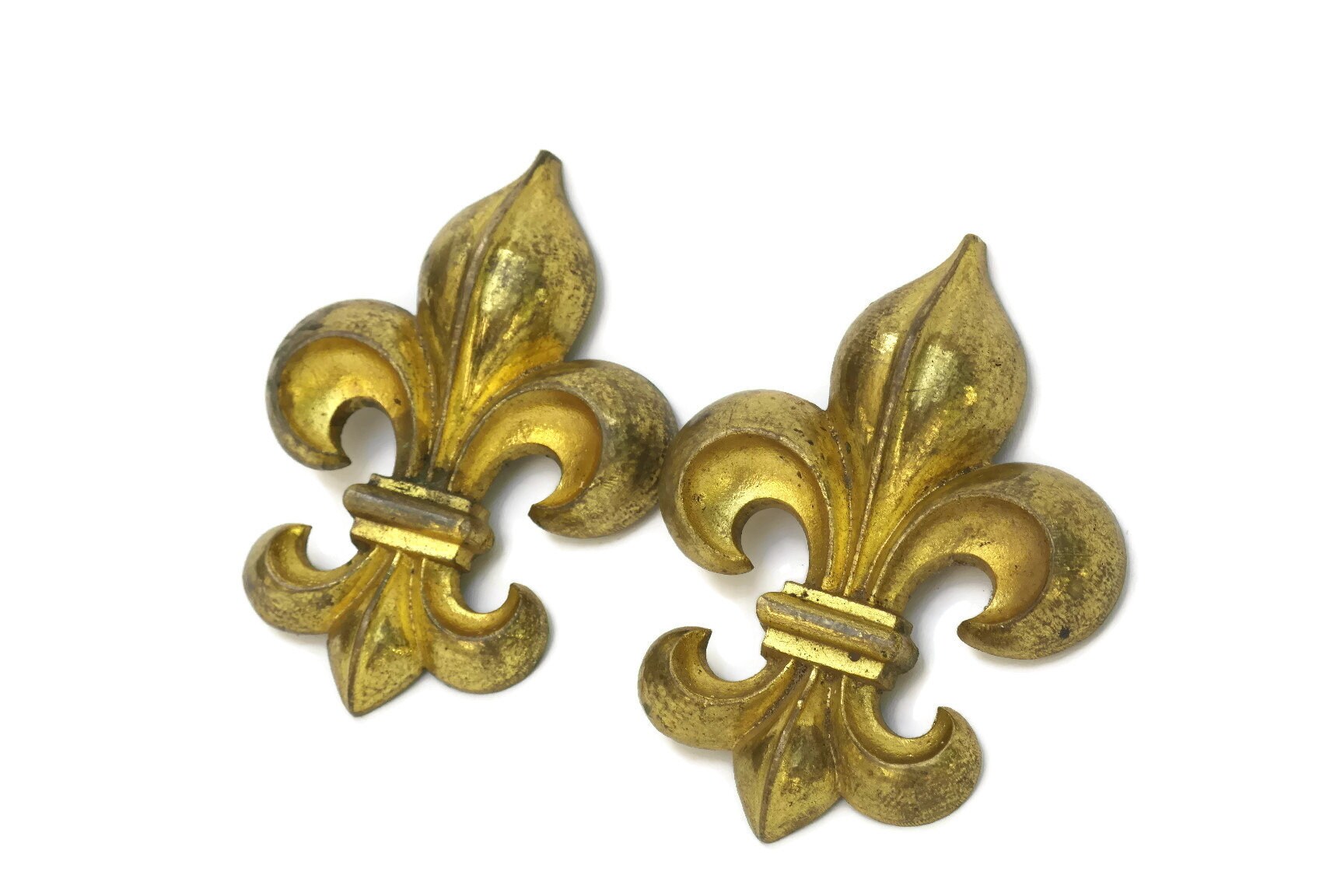 Antique Fleur de Lys Ornaments, Pair of French Gilt Bronze Picture Hook