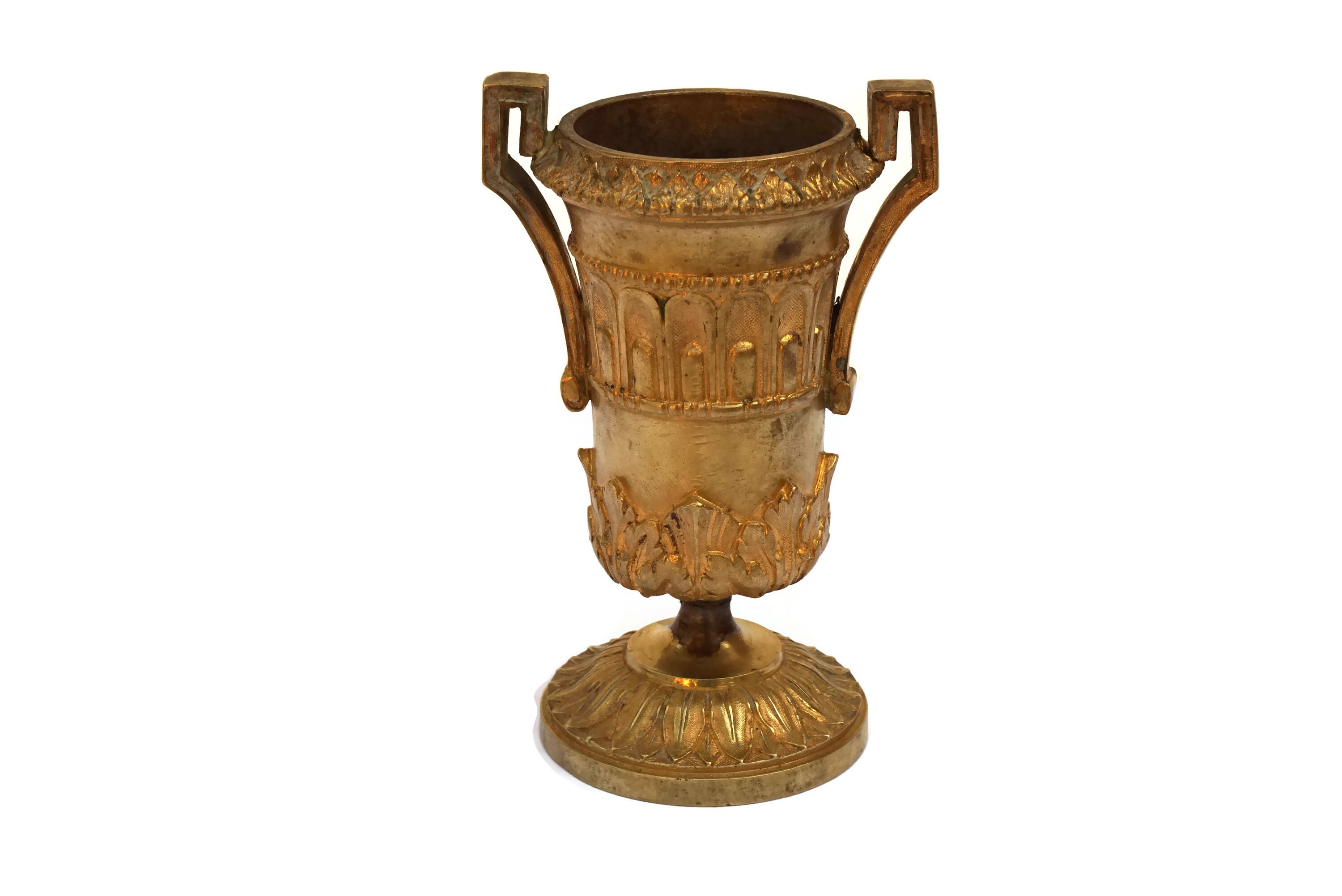French Antique Bronze Urn Vase with Handles
