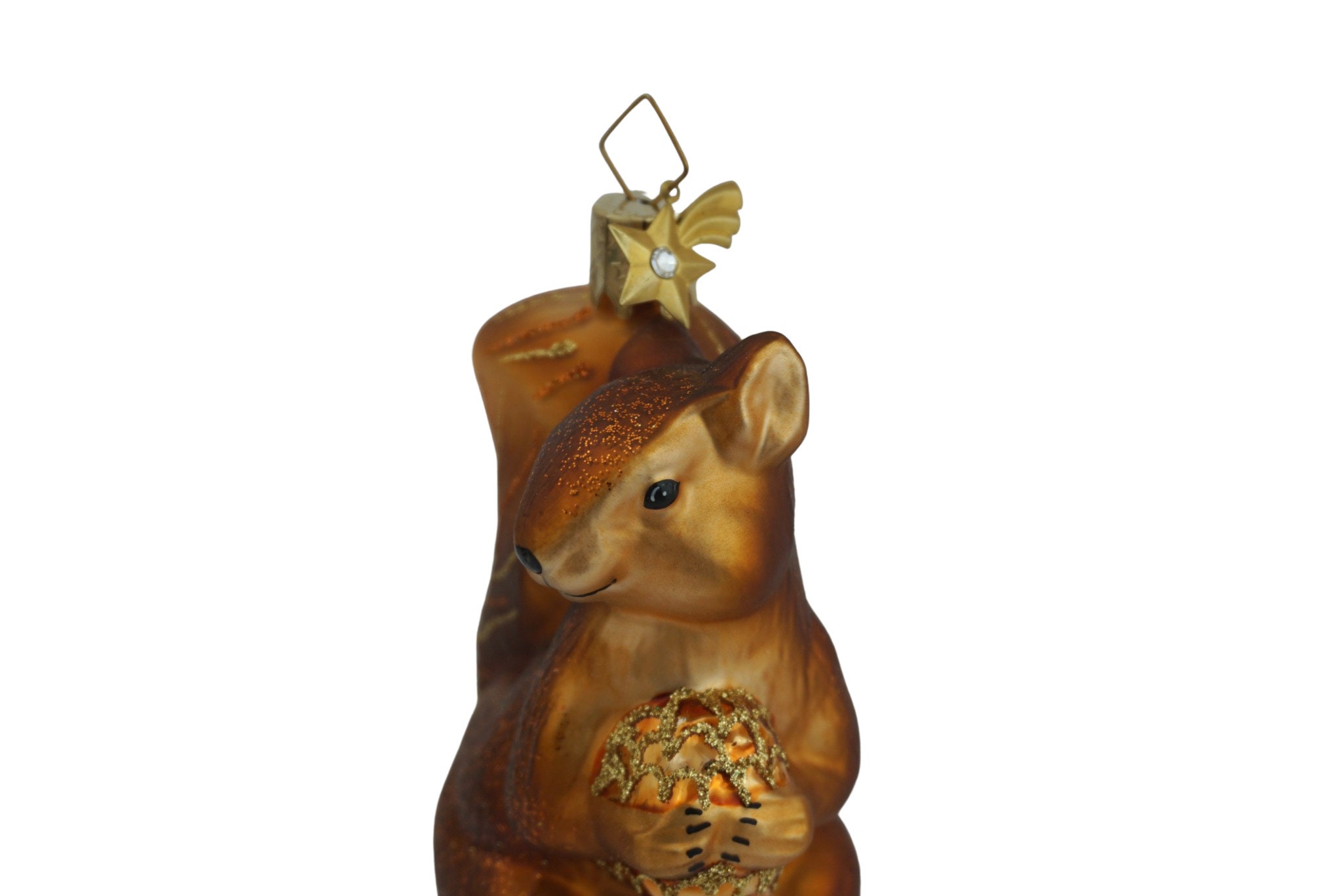 Vintage German Squirrel Figurine Glass Christmas Tree Ornament by Kathe