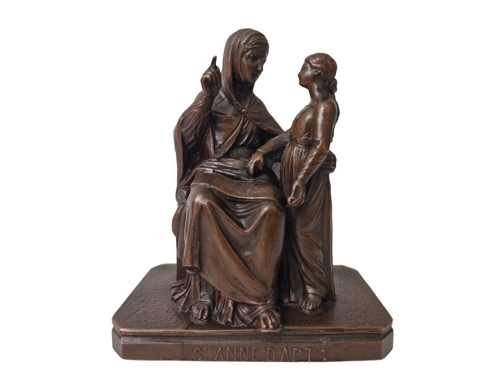 Saint Anne and Virgin Mary Bronze Statue, Mother and Daughter Christian