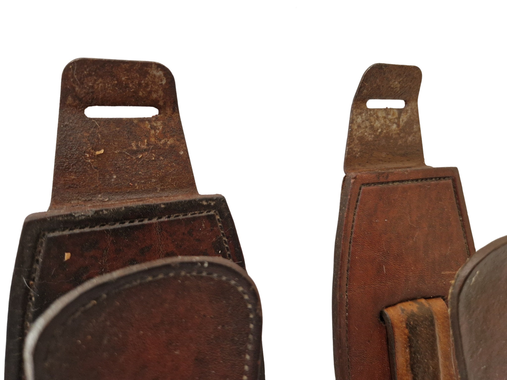 Vintage Leather Rifle Wall Mount Brackets, Pair of Gun Rack Hooks