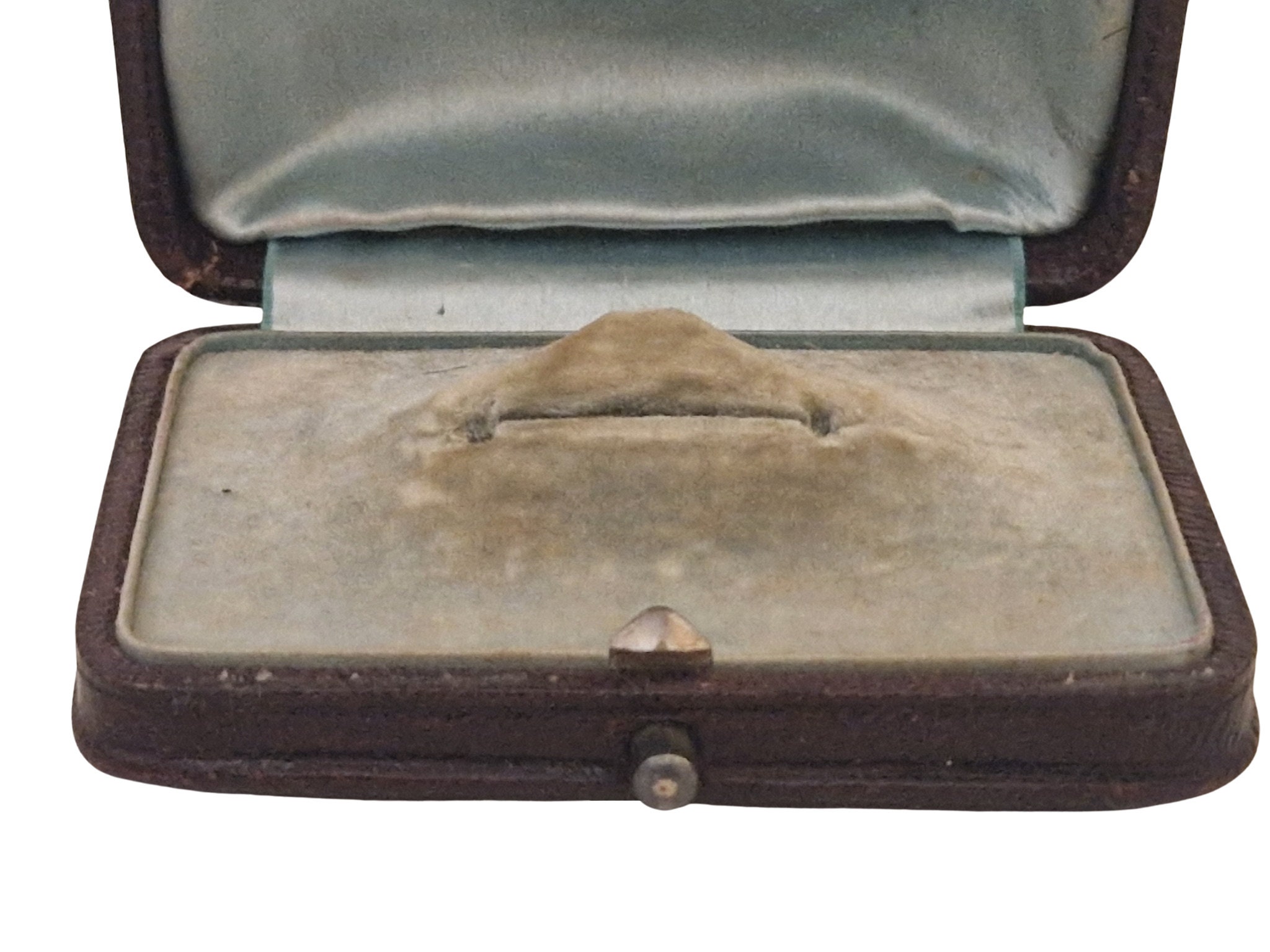 Antique French Leather Brooch Box with Crown and MSL Monogram Initials