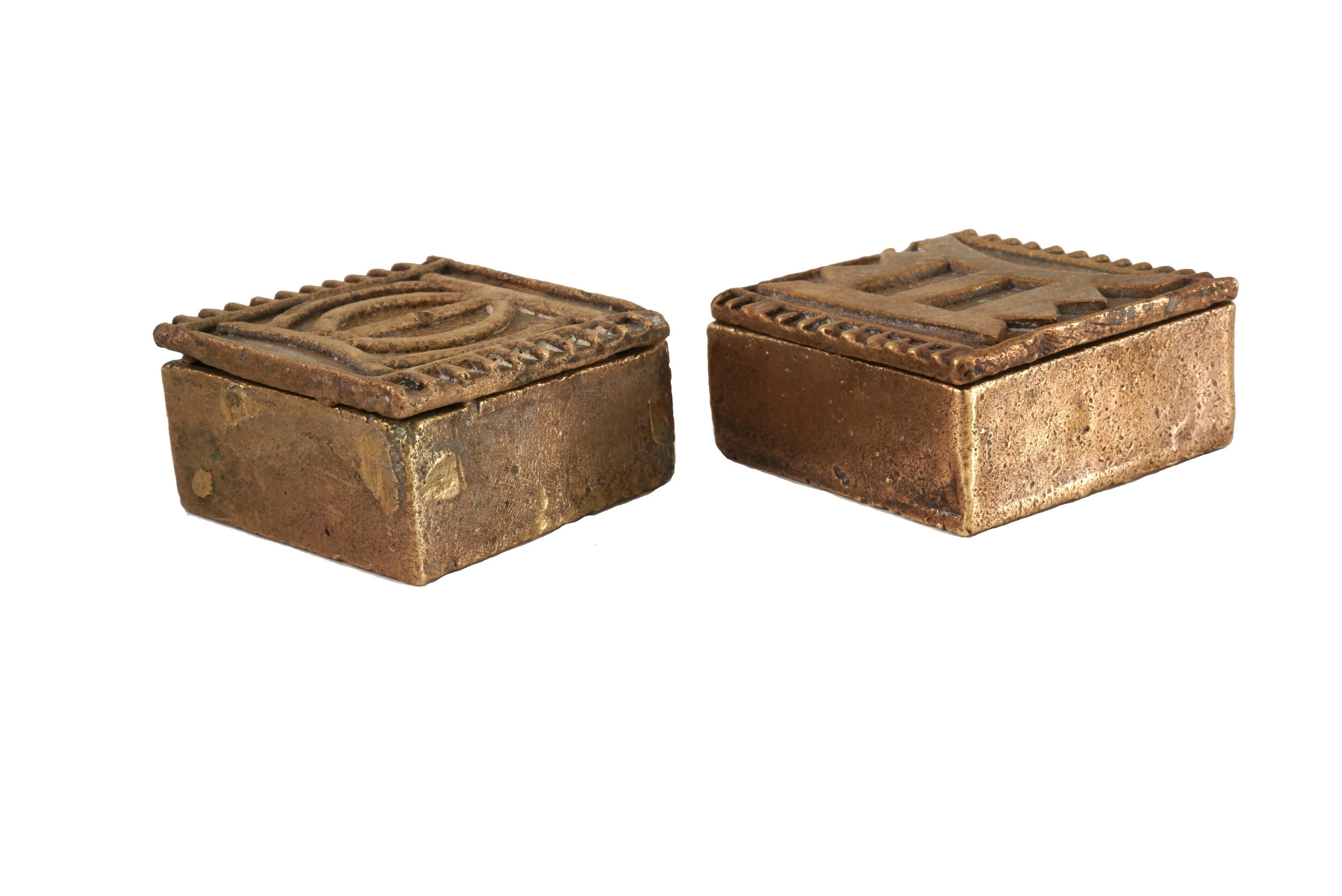 Antique Akan Gold Dust Box, Set of Two, Collectible African Art