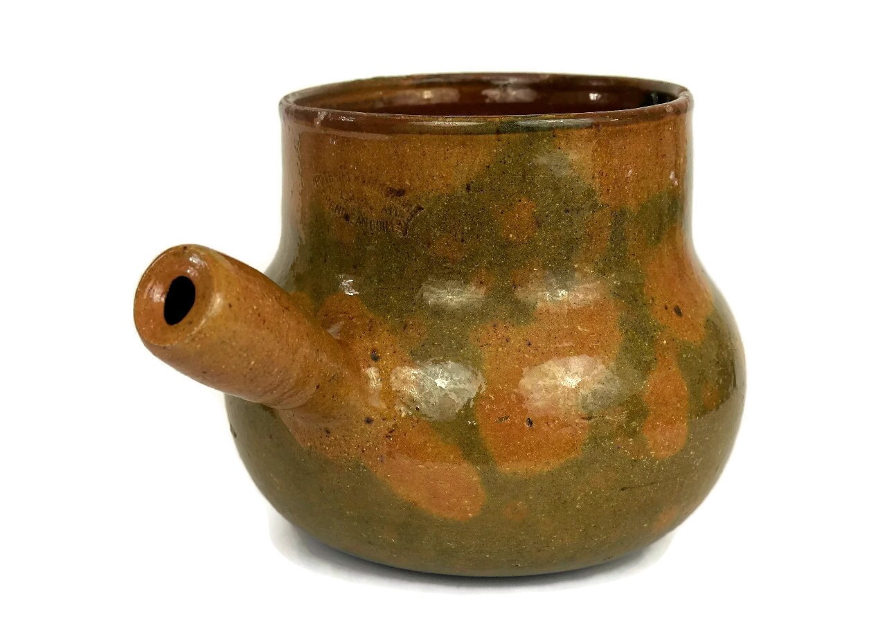 French Rustic Terracotta Utensil Holder. Vintage French Vallauris