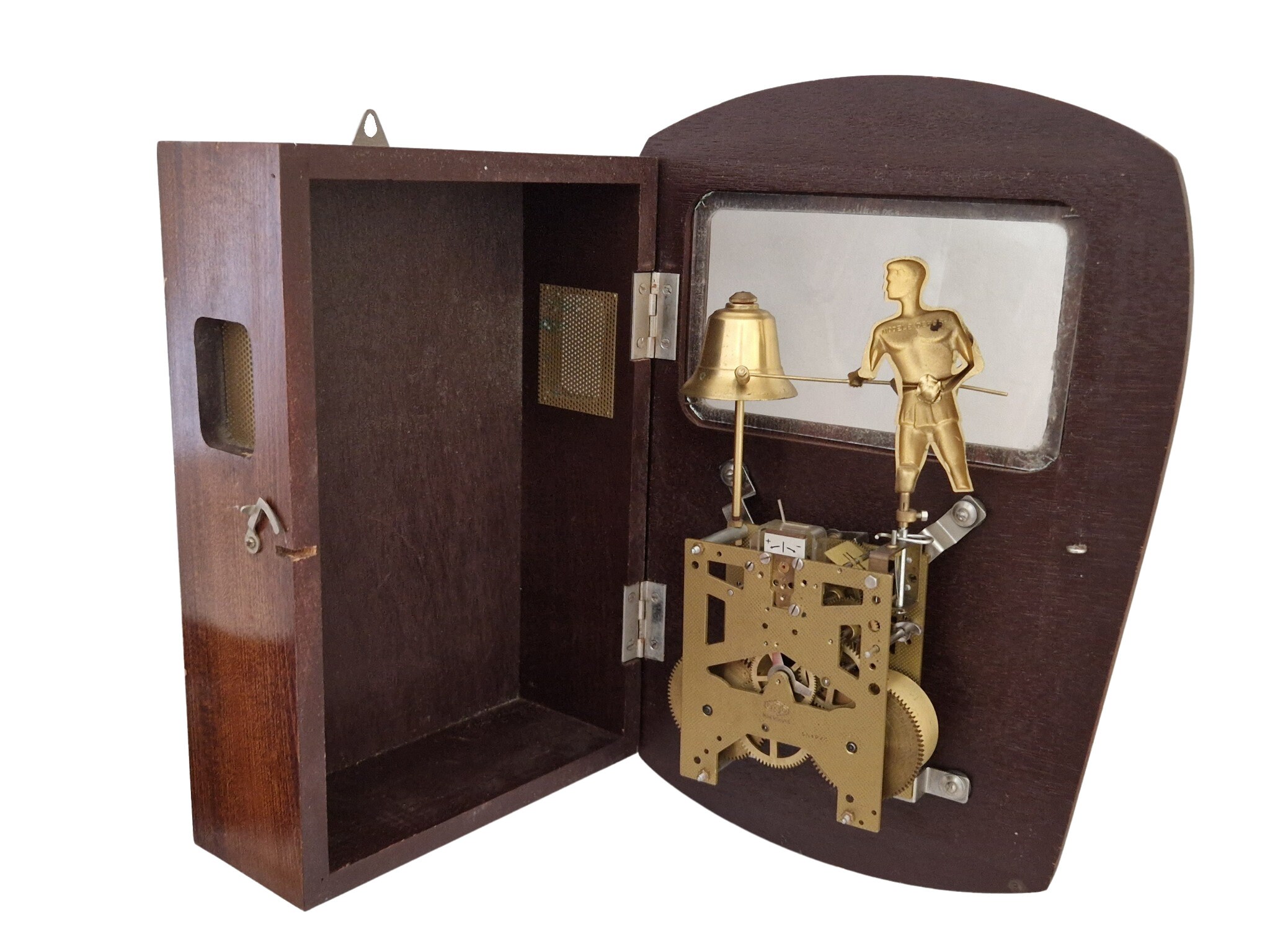 French Odo Wall Clock with Jacquemart Bellstriker , Art Deco Wall Hanging