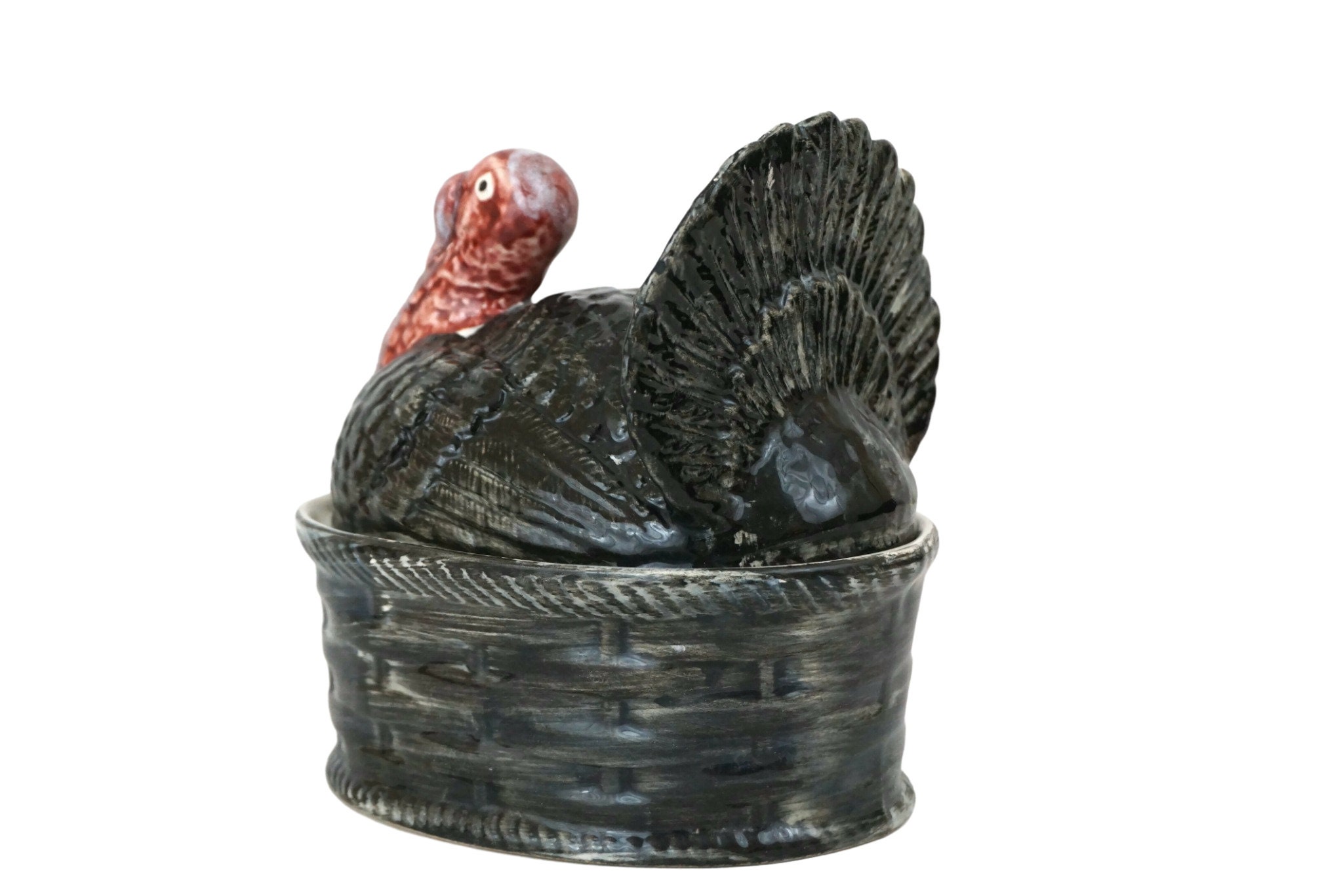 Majolica Turkey Tureen by GEO Paris, Paté Terrine, Holiday Table Decor