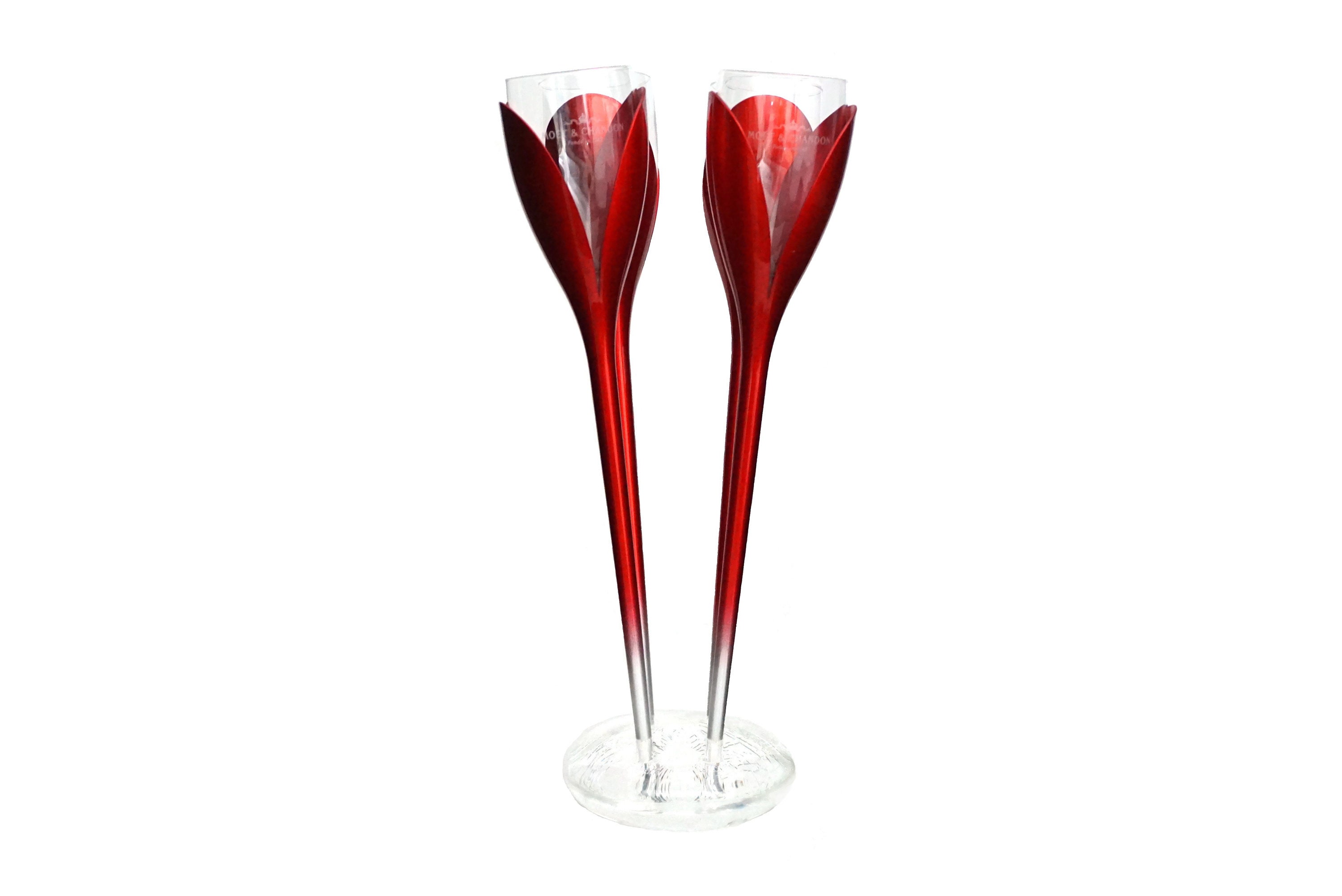 Moet & Chandon Champagne Tulip Flute Glasses and Stand, Set of 4