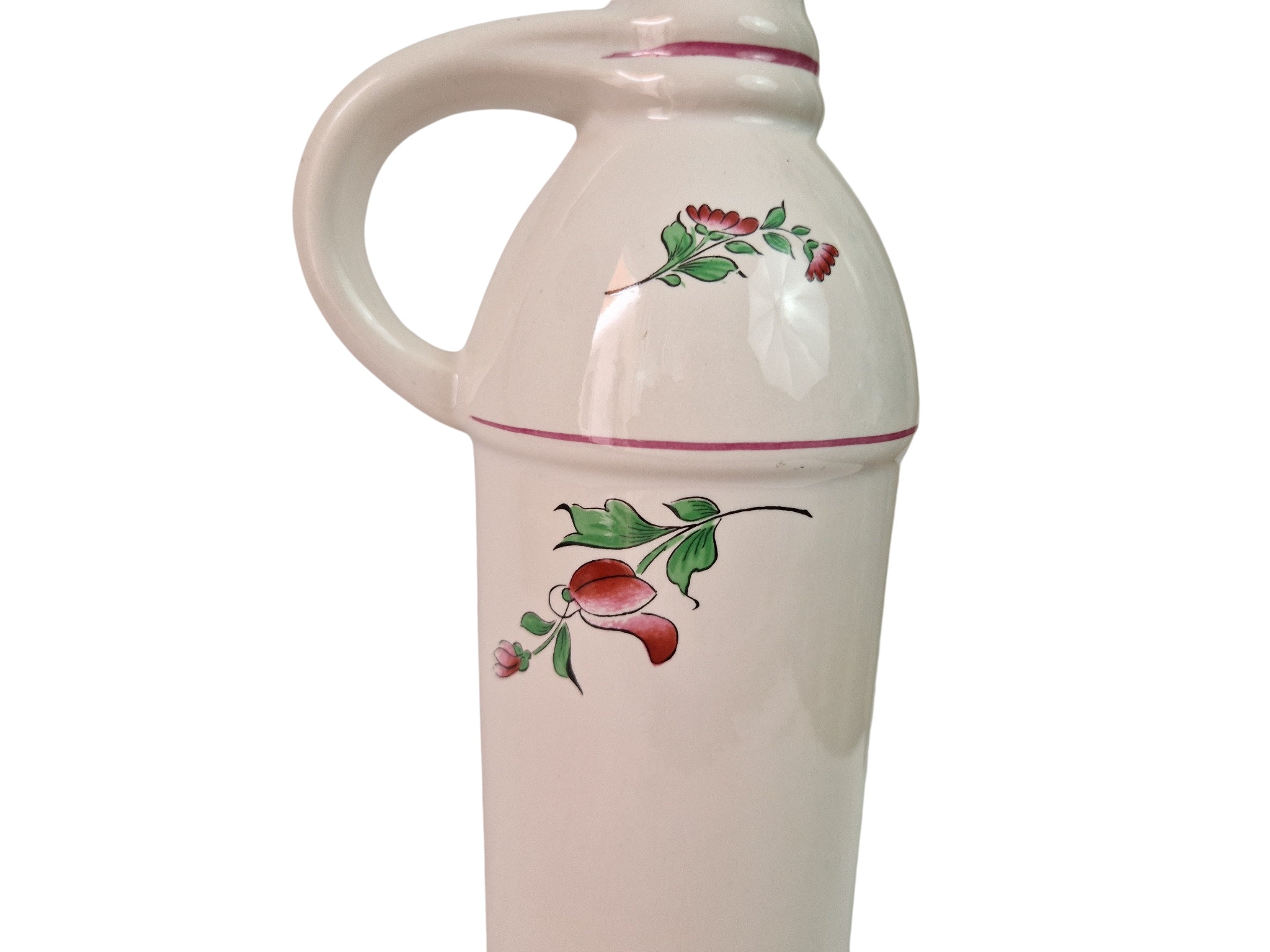French Ceramic Liquor Decanter with Rose and Flowers by Keller and