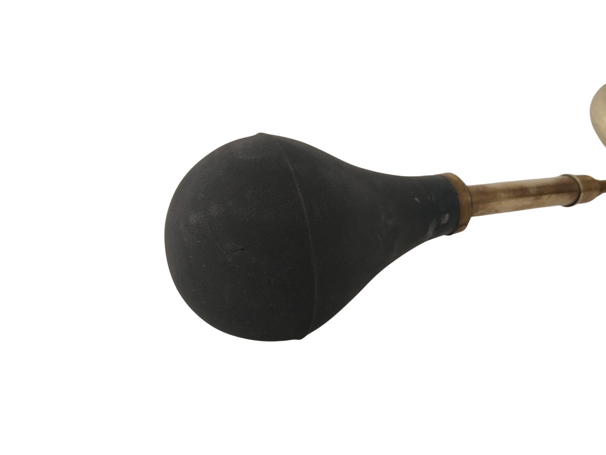 Antique French Brass Car Horn with Rubber Squeeze Bulb, French