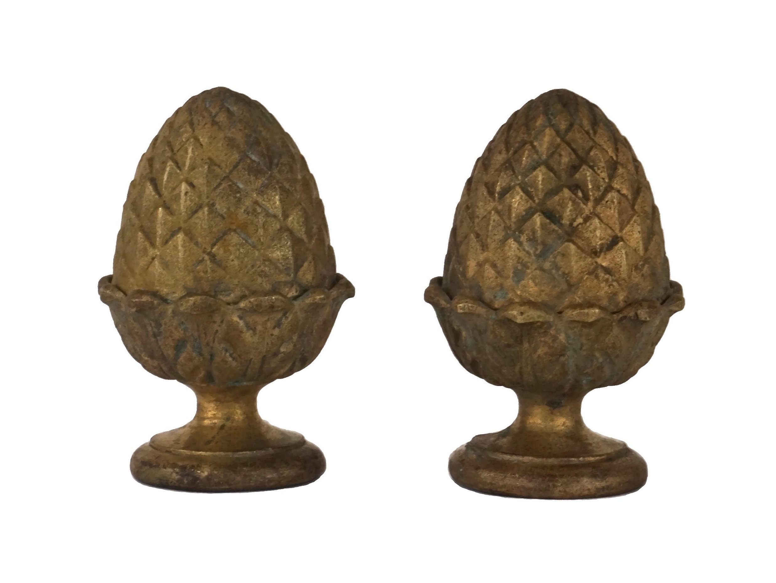 Antique French Brass Pinecone Finials, Furniture Ornaments