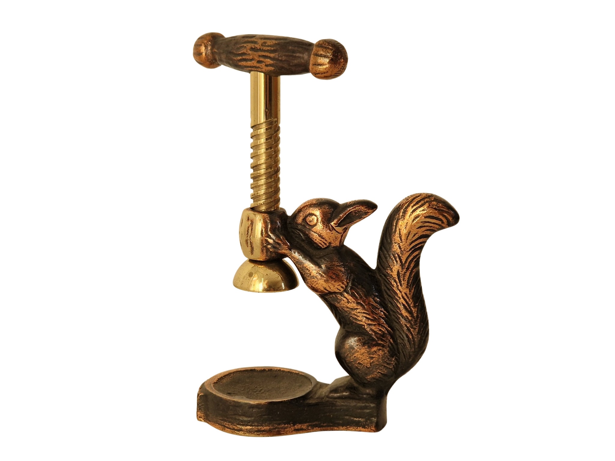 RESERVE pour K. Vintage German Brass Squirrel Nutcracker