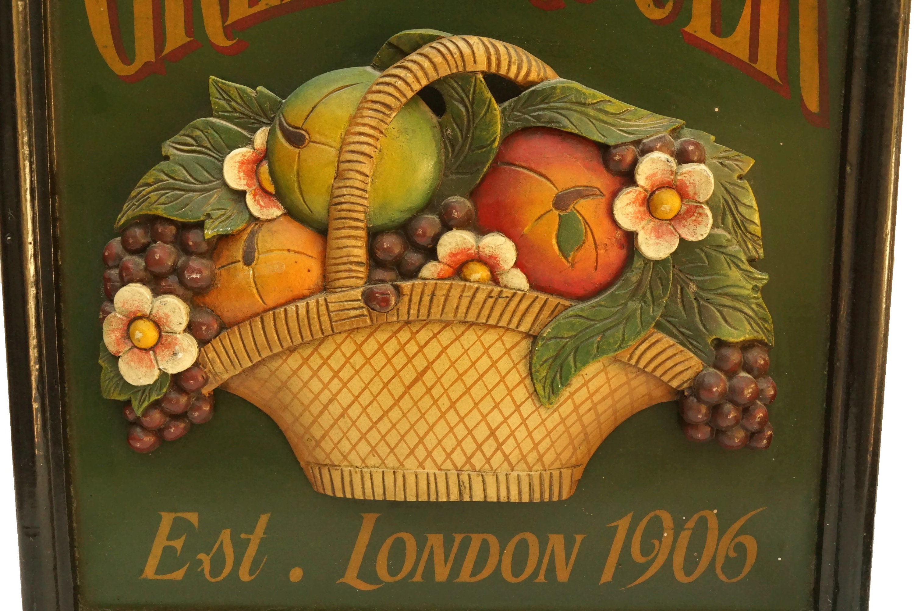 Vintage Greengrocer Wooden Wall Sign, Vegetable and Fruit