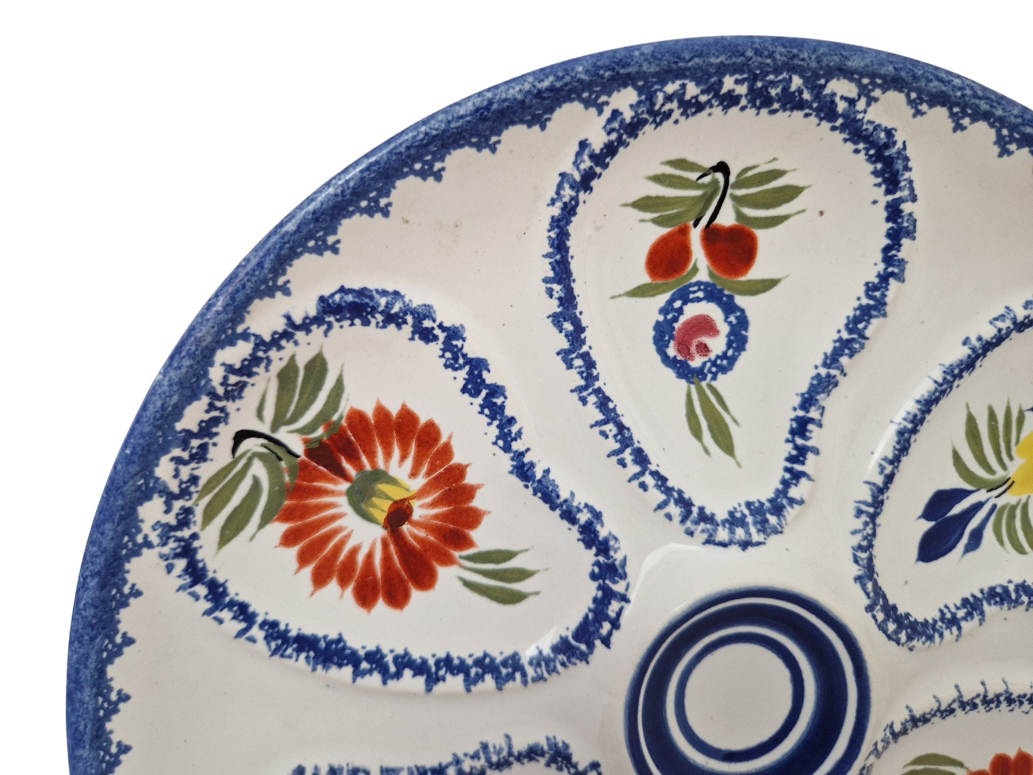 Henriot Quimper Pottery Oyster Plate, Hand Painted French Breton