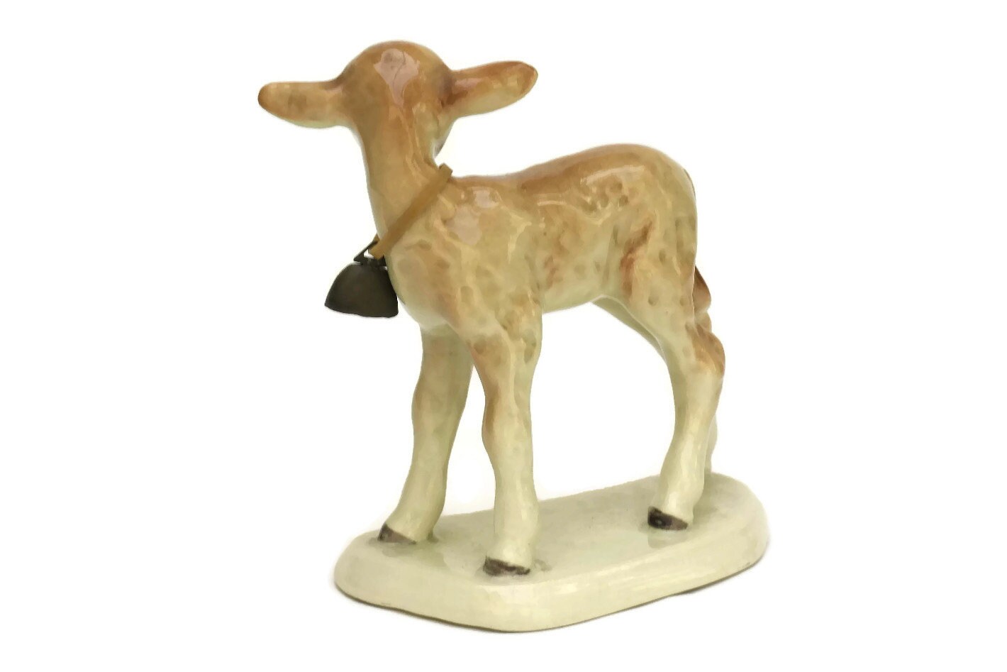 Vintage French Easter Lamb Figurine, Pottery Animal Art Figure