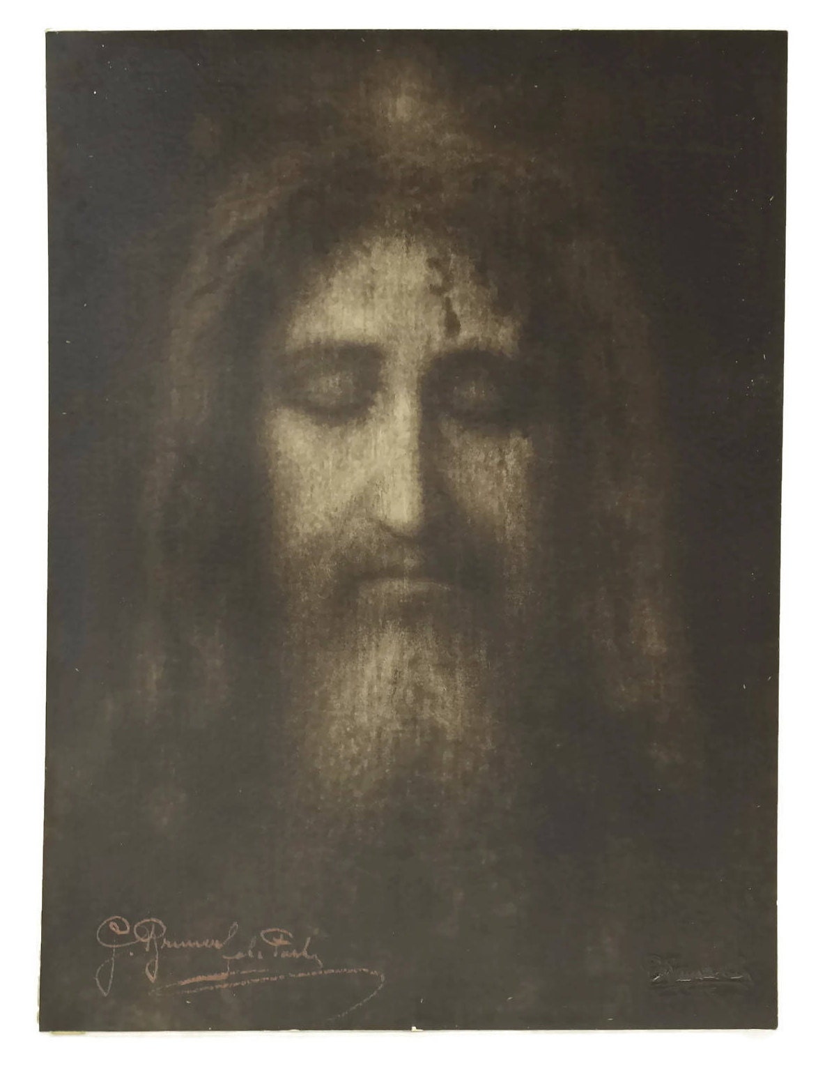 RESERVED. Antique Holy Face of Jesus Photograph. Turin Shroud Original