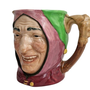 Touchstone Court Jester Pitcher by Royal Doulton, Vintage Majolica Figural Jug image 8