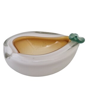 Murano Art Glass Pear Bowl by Alfredo Barbini, Mid Century Modern Italian Ashtray image 6