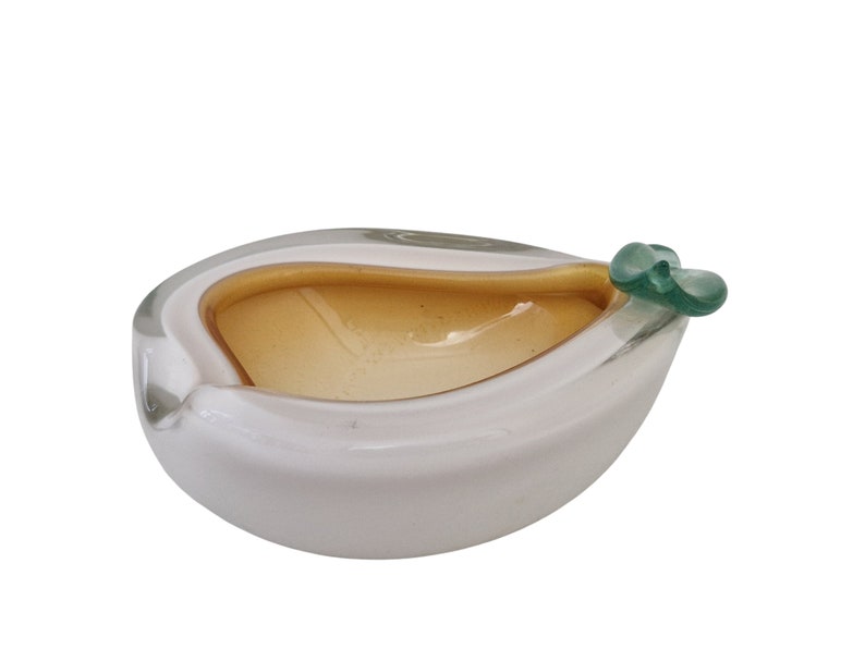 Murano Art Glass Pear Bowl by Alfredo Barbini, Mid Century Modern Italian Ashtray image 6