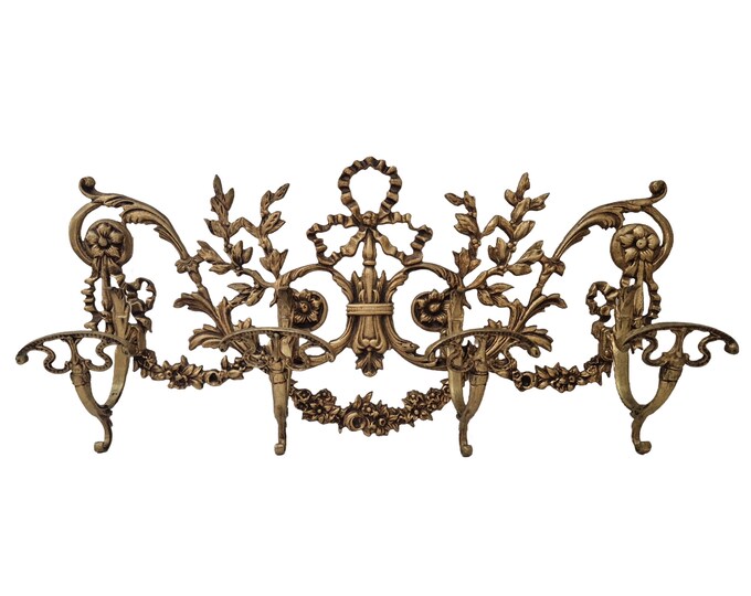 Brass Hat & Coat Rack Hooks, Antique French Louis XVI Style, Romantic Wall Hanging Entrance Hall Decor