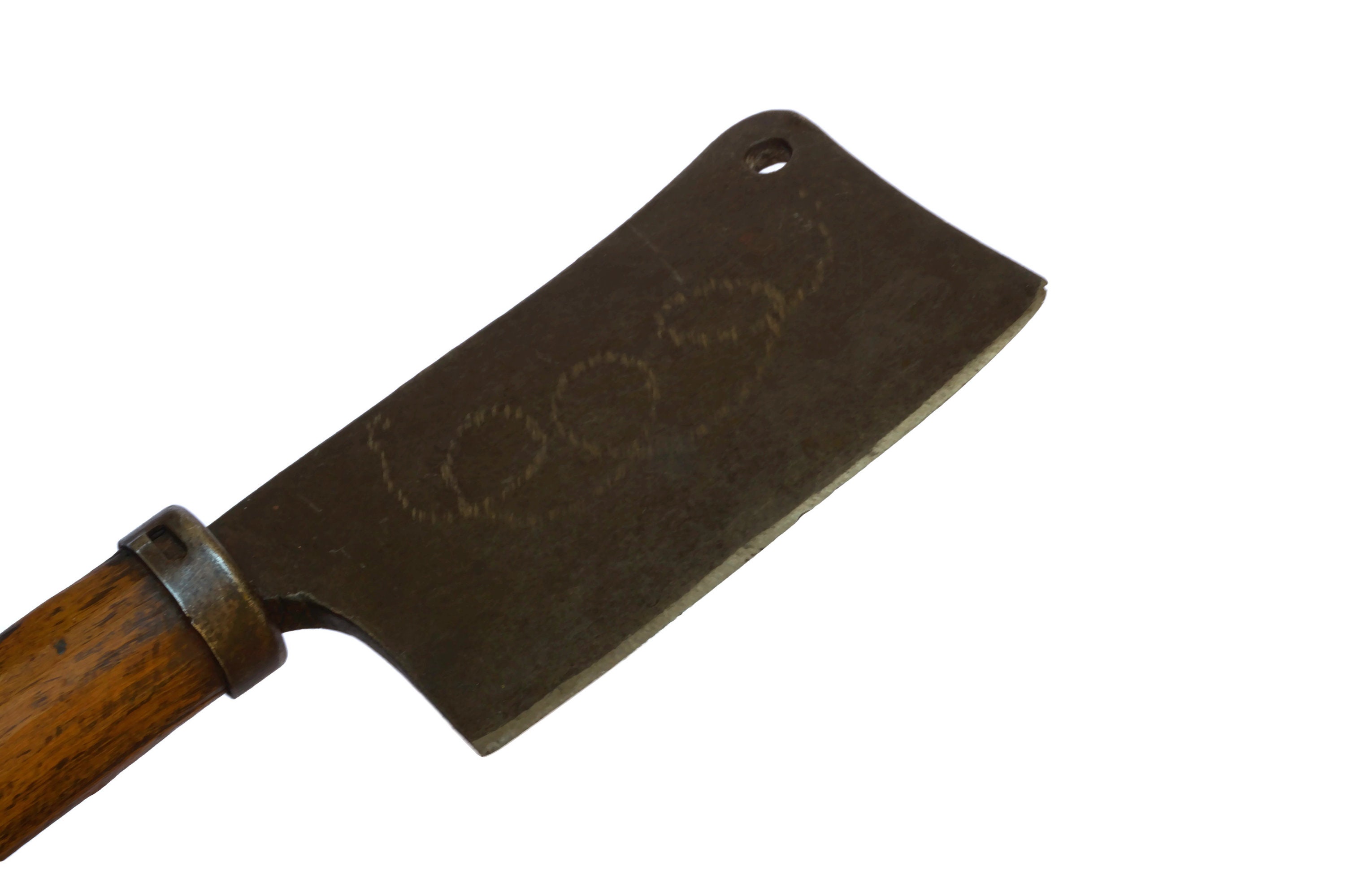 Antique French Meat Cleaver, Kitchen Chopper with Wooden Handle