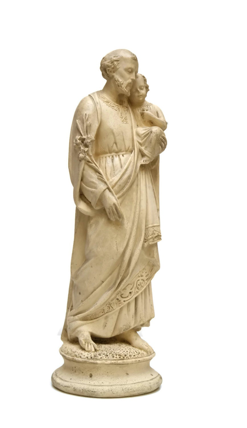 Antique French Saint Joseph Carrying the Christ Child Statuette