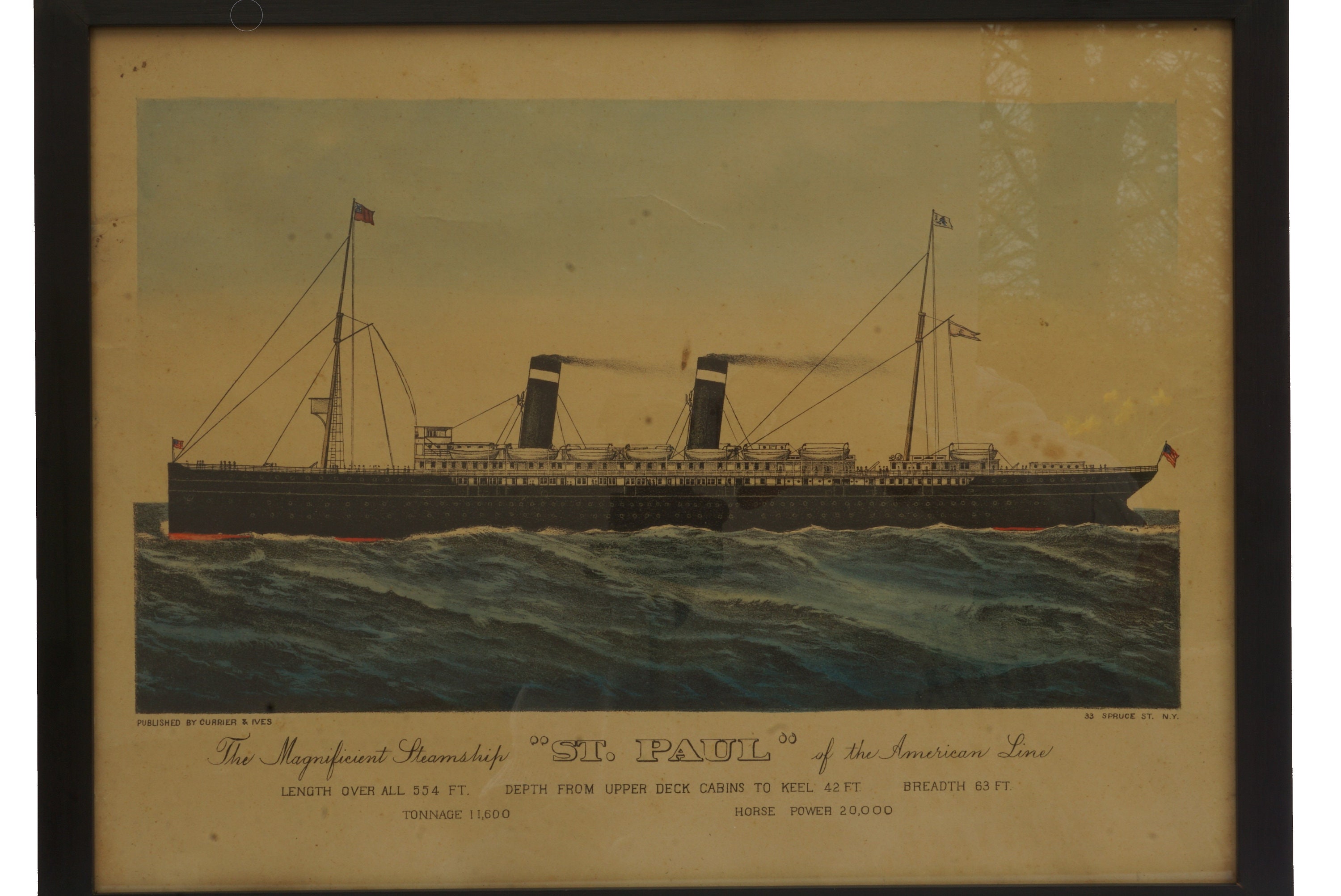 Antique Currier & Ives Lithograph Art Print of The Magnificent