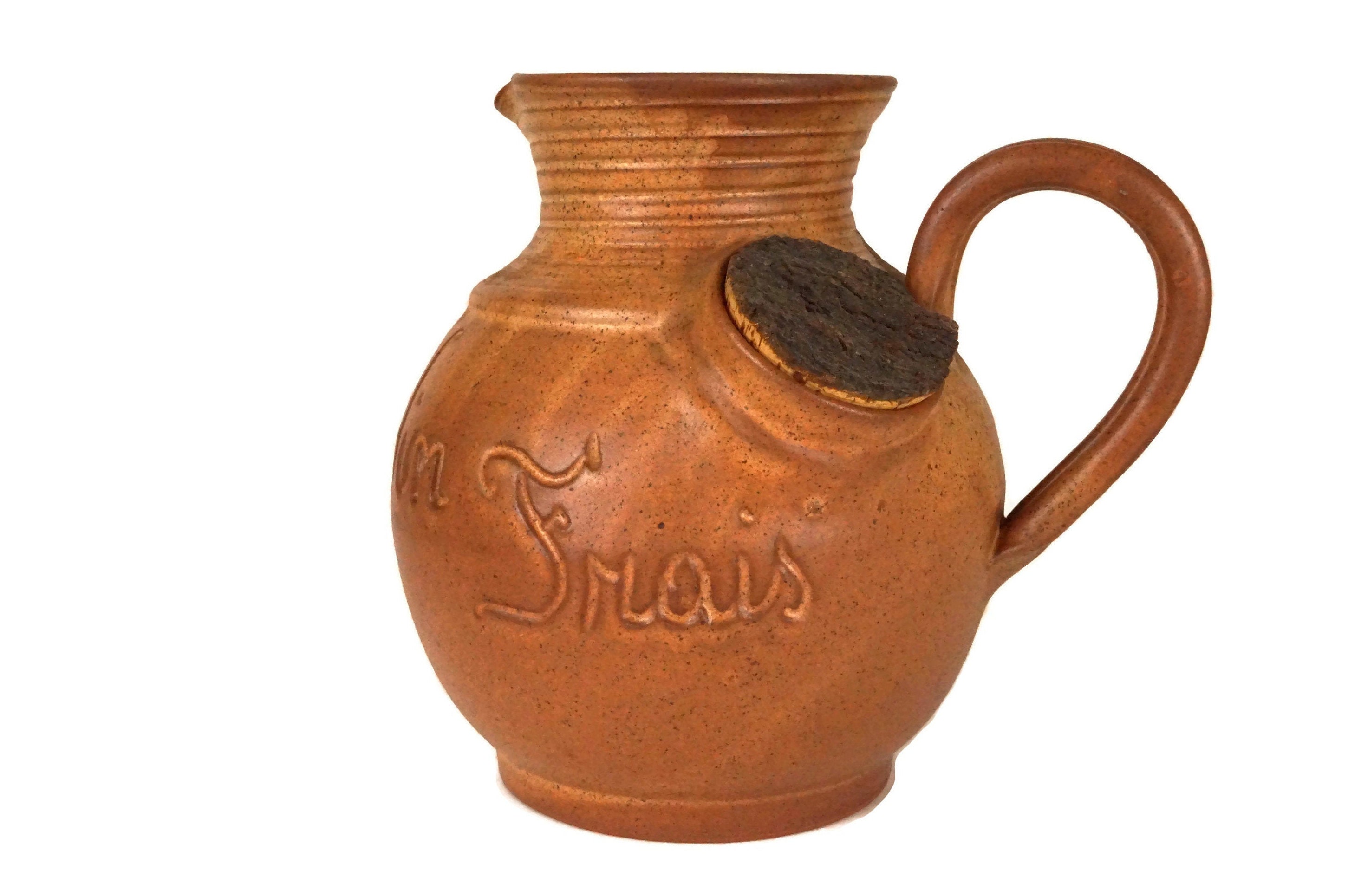 French Pottery Wine Cooler Pitcher, Rustic Provence Table Decor