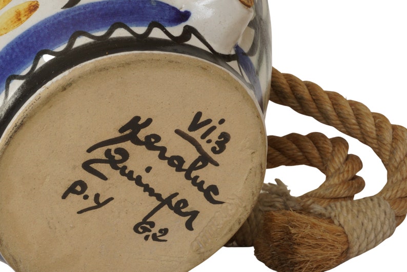 Keraluc Quimper Pottery Vinegar Jug With Hand Painted Etsy