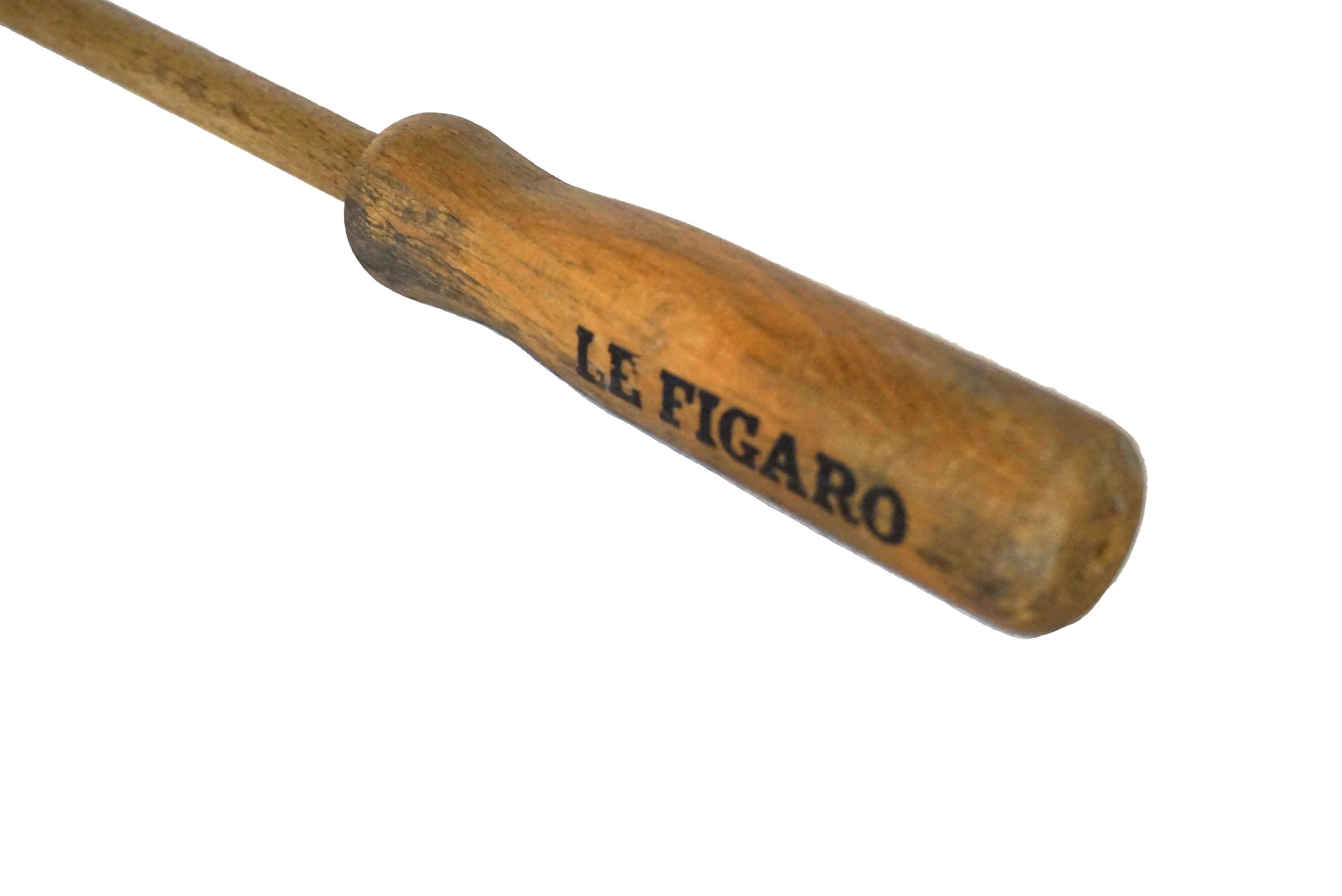 Wooden Newspaper Holder Rod, Vintage French Figaro Advertising Paper