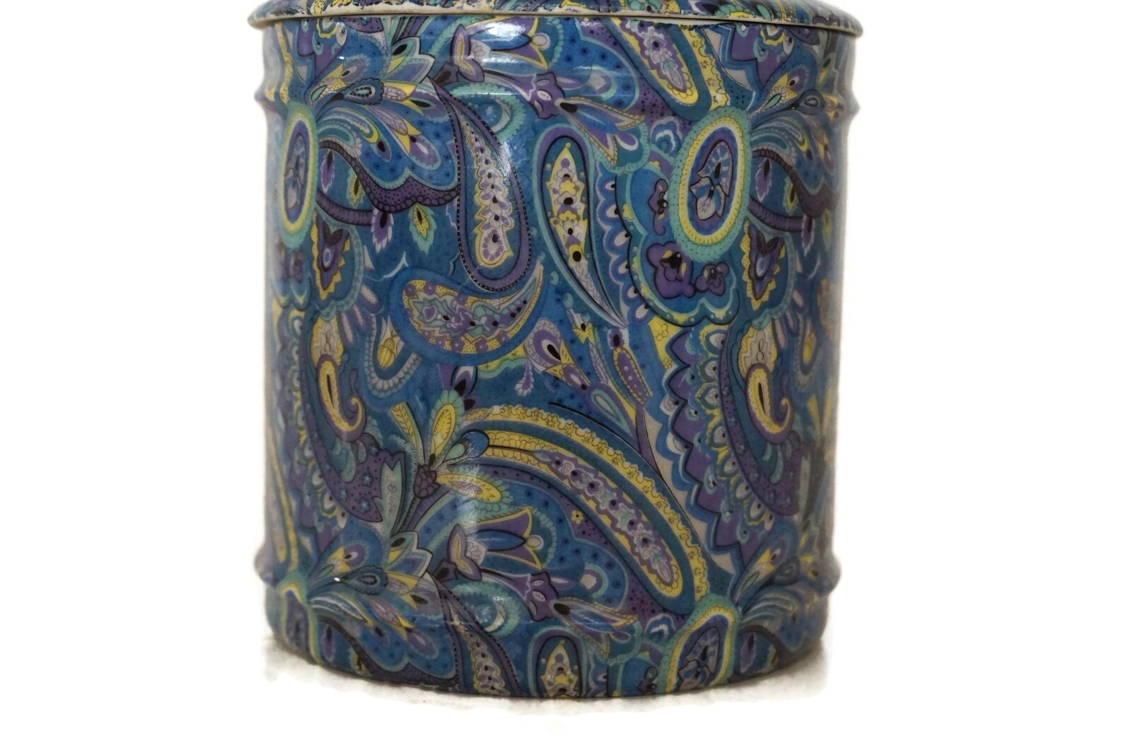 Limoges Porcelain Canister with Blue Paisley Design Vintage Etsy