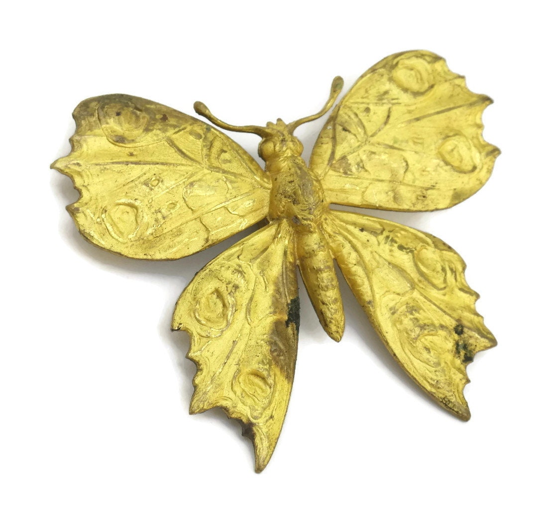 Antique Gilt Bronze Butterfly Ornament.