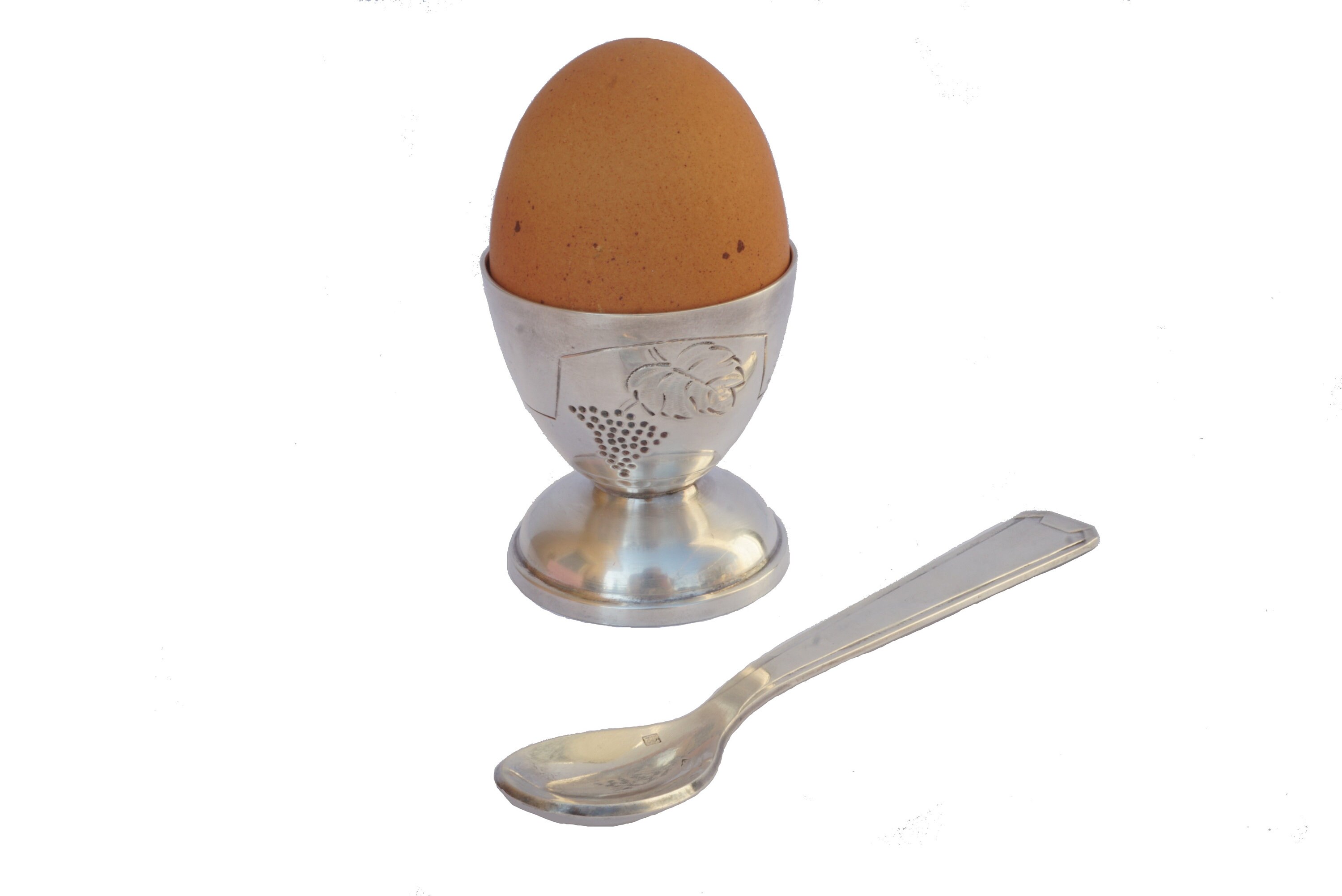 French Silver Egg Cup and Spoon Set, New Born and Christening Gift