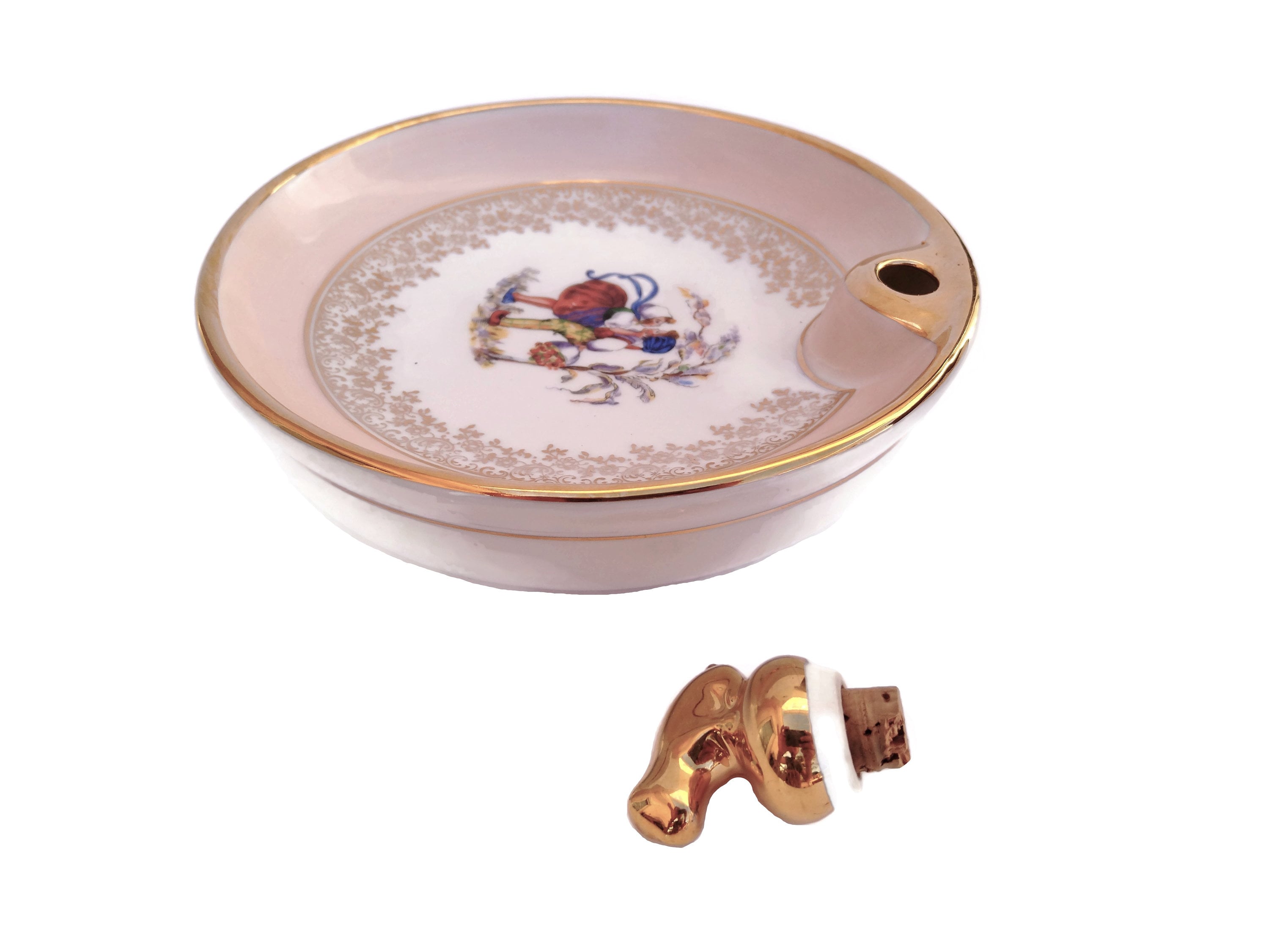 Limoges Porcelain Baby Feeding Dish with Boy an Girl