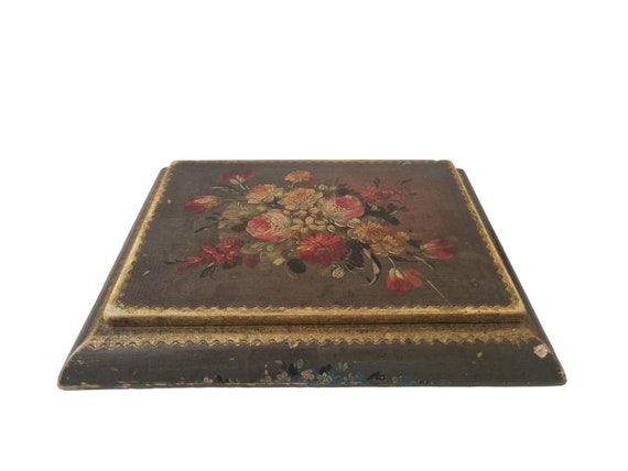 Hand Painted Florentine Jewelry Box with Flowers,… - image 5