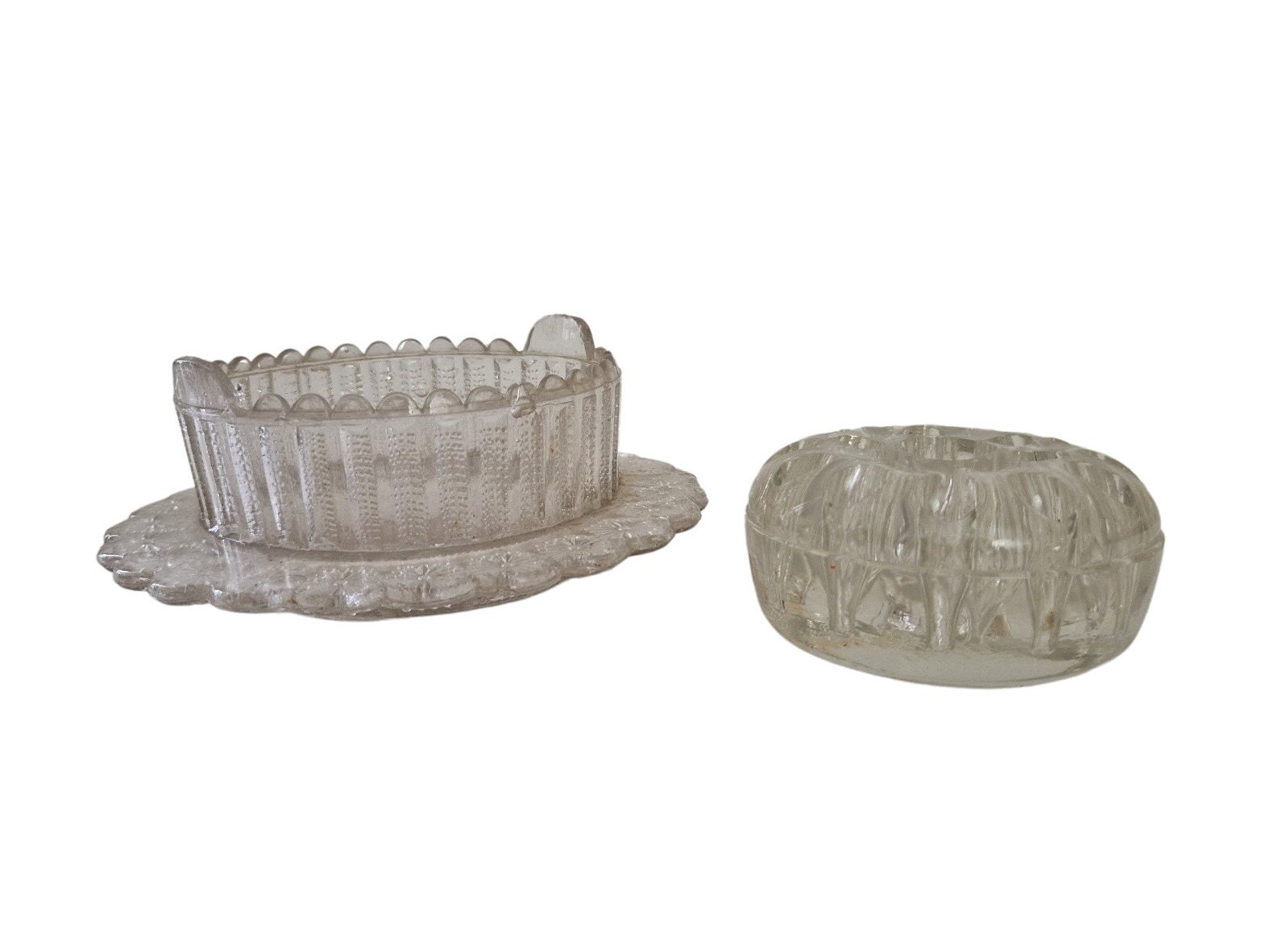 French Glass Flower Frog and Rose Bowl Vase