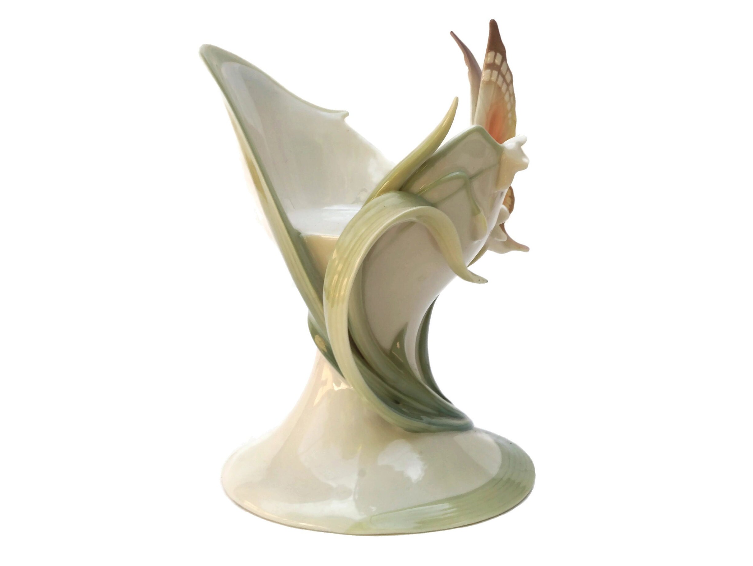 Franz Porcelain Tealight Candle Holder, Vintage Majolica Butterfly