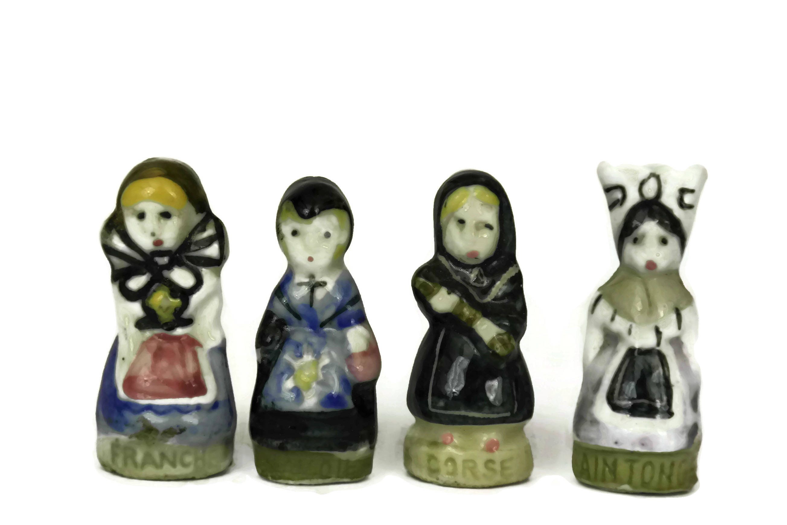 Miniature Porcelain Doll Figurines. Vintage French Feves Collection