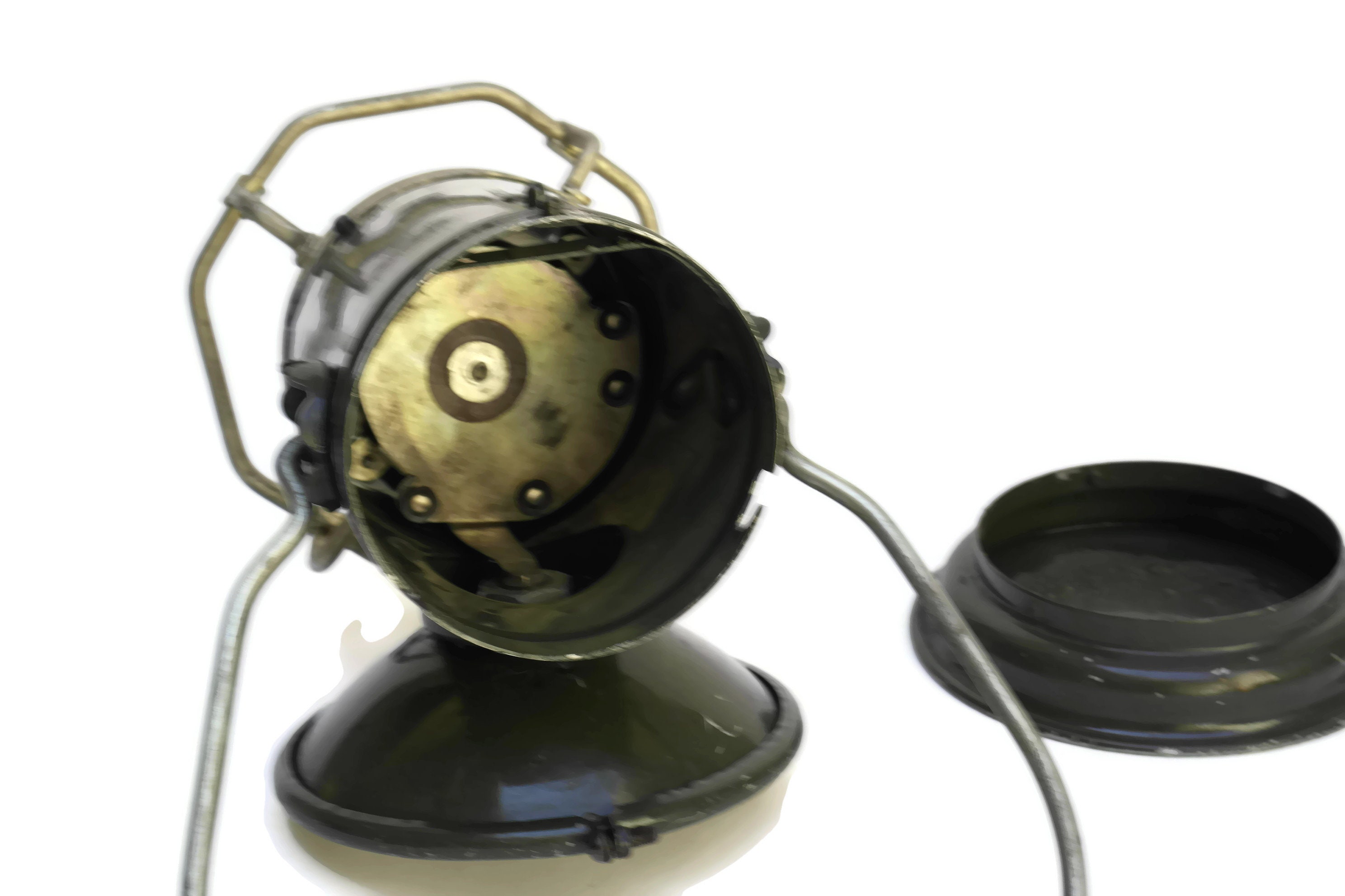 WW2 Military Torch Lantern, Vintage French Industrial Lamp