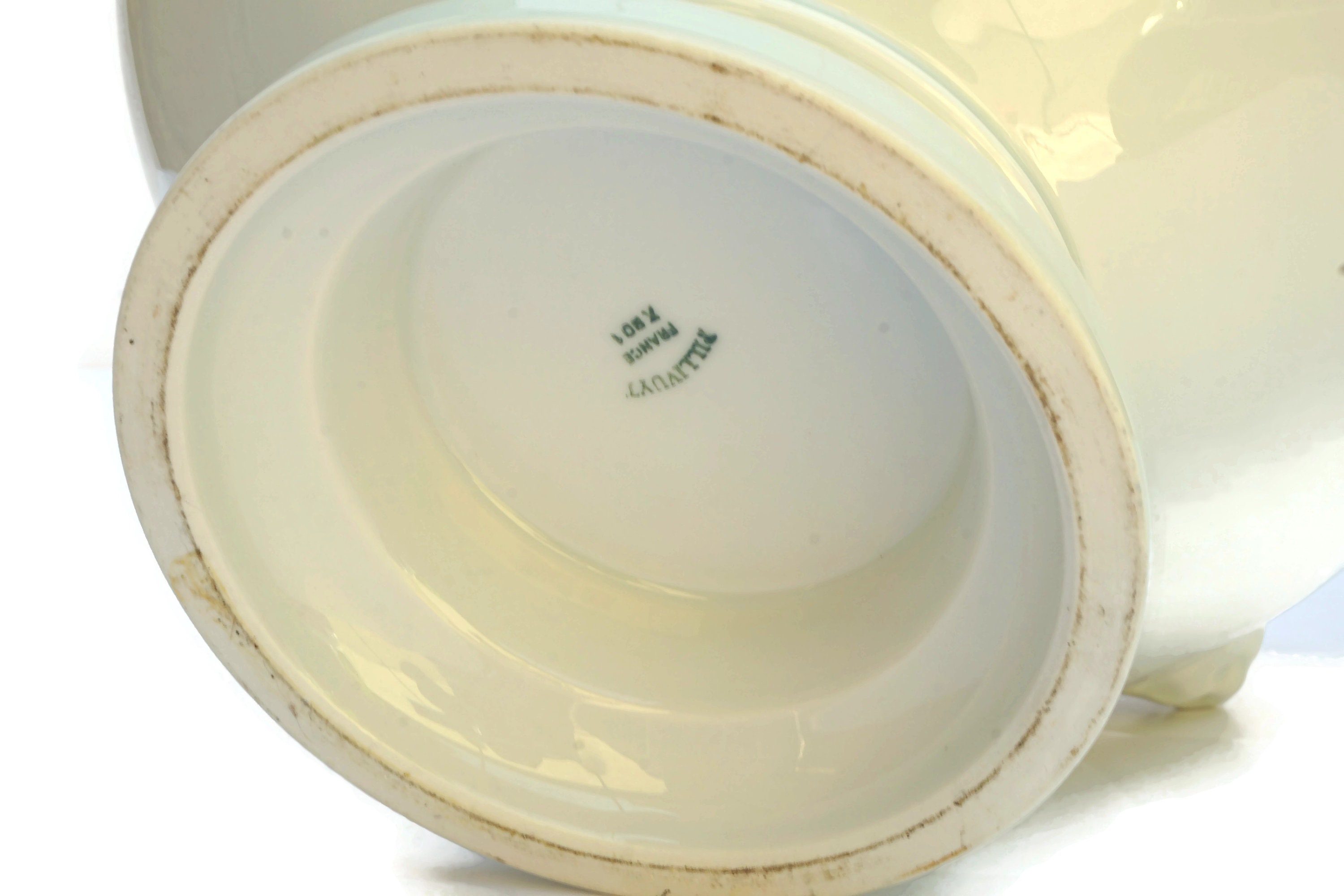 French Onion Soup Tureen Set, Pillivuyt Porcelain Lion Head Bowls