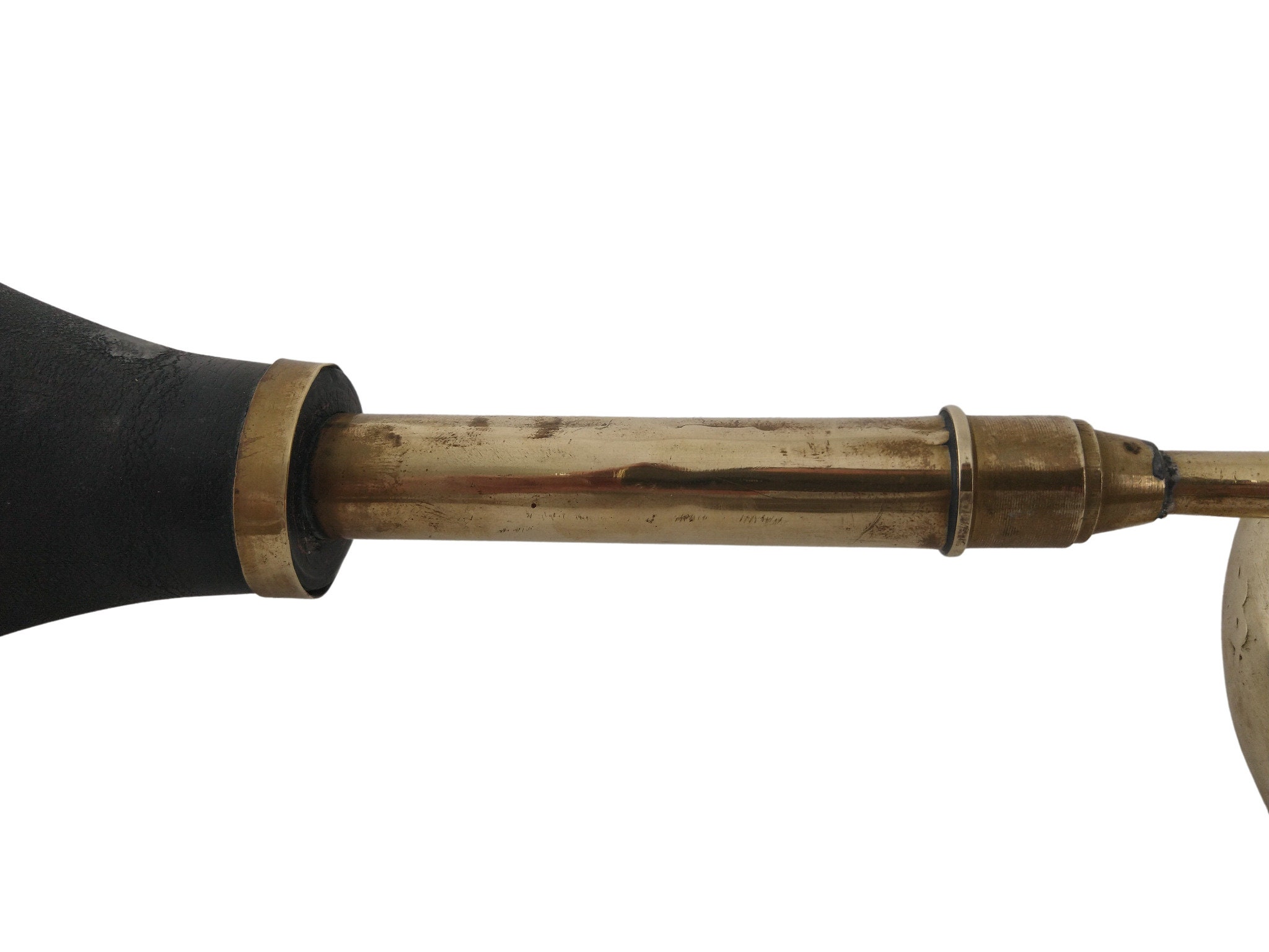 Antique French Brass Car Horn with Rubber Squeeze Bulb, French