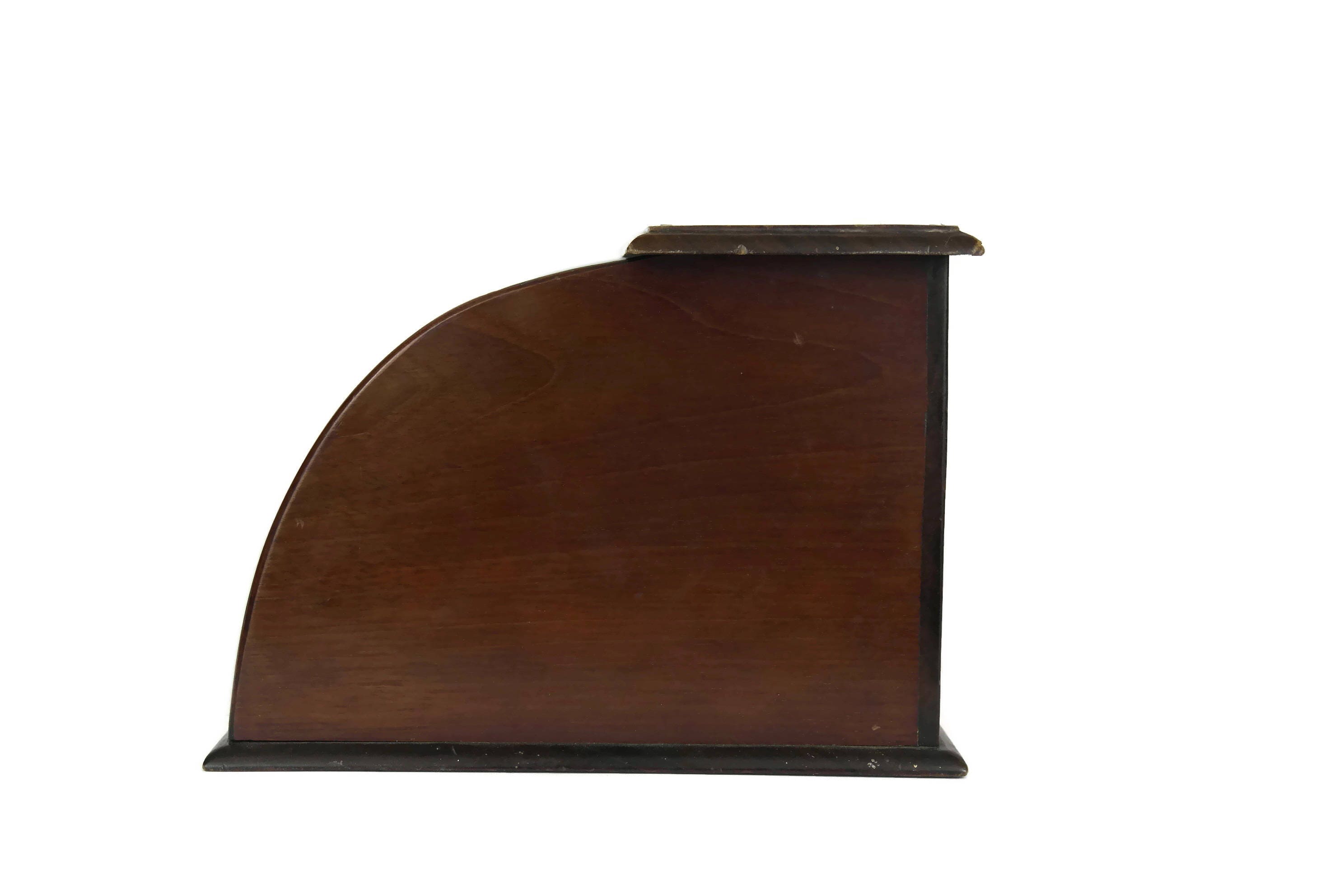 Vintage Wooden Roll Top Desk Organizer.