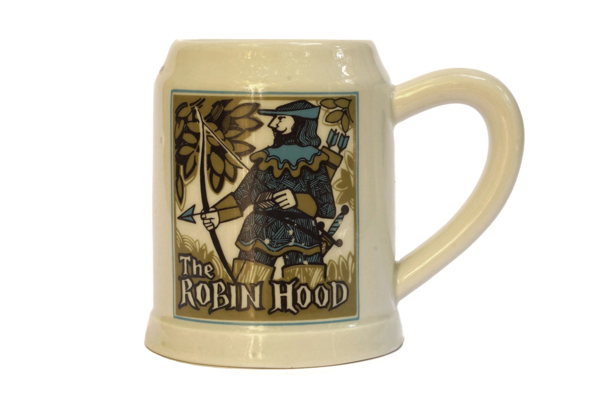 Porcelain Beer Stein Mugs with Pub Signs, Set of 6 French Pillivuyt