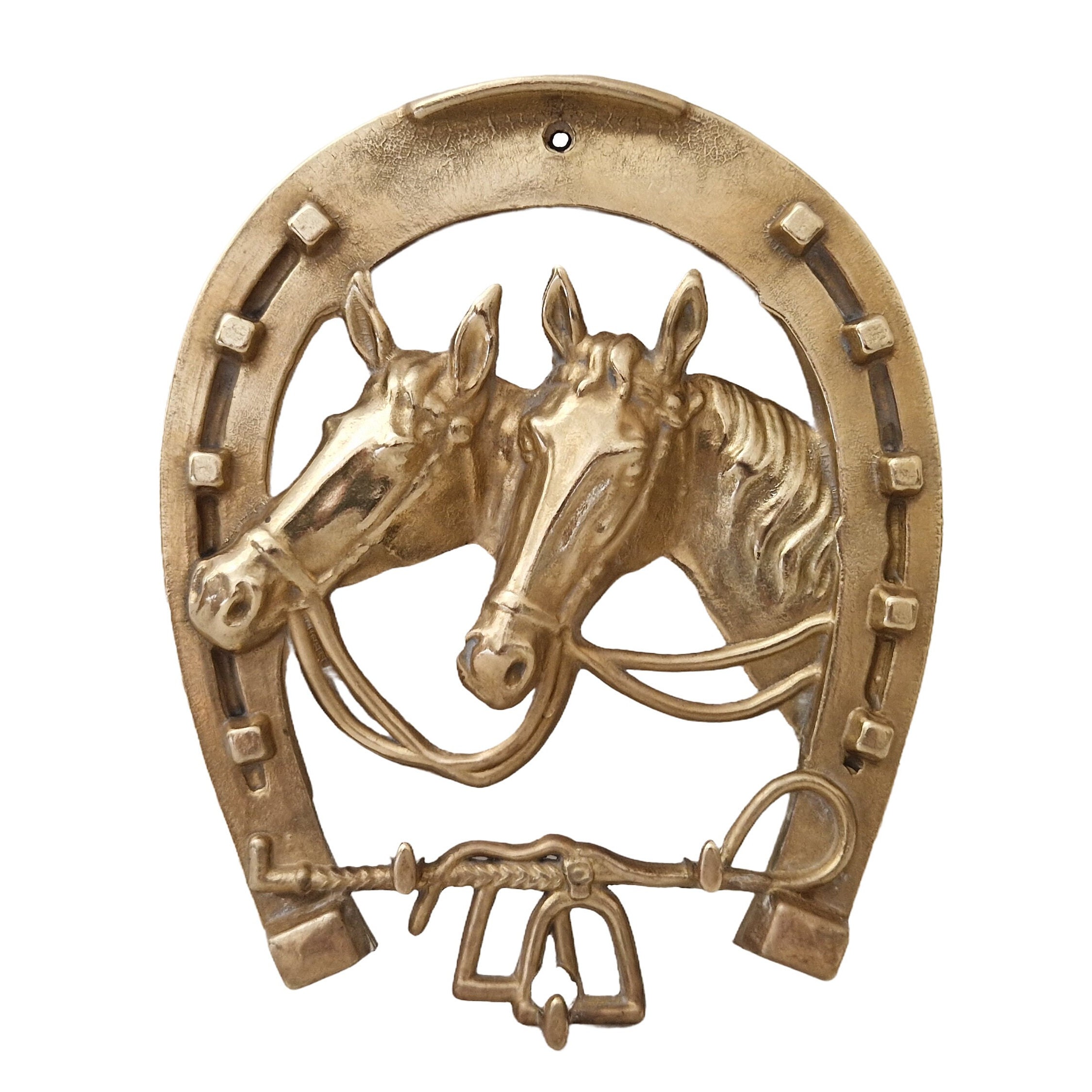 Brass Horse Figurine Key Holder, Vintage Horseshoe Key Display Rack