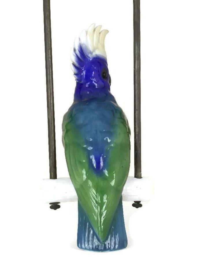Antique Porcelain Parrot Lamp by Ernst Bohne Sohne