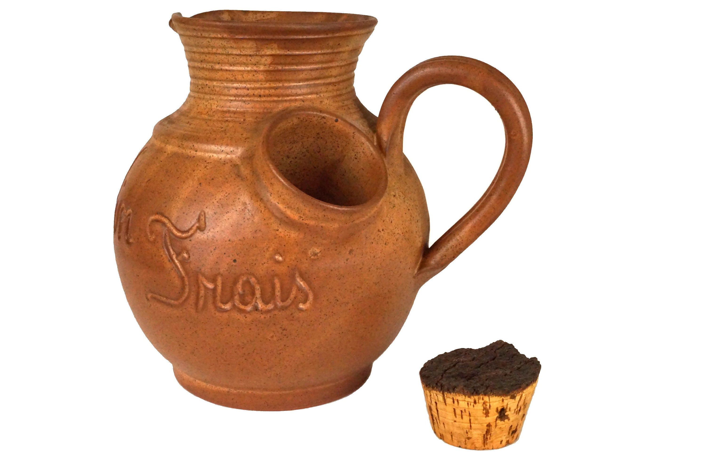 French Pottery Wine Cooler Pitcher, Rustic Provence Table Decor