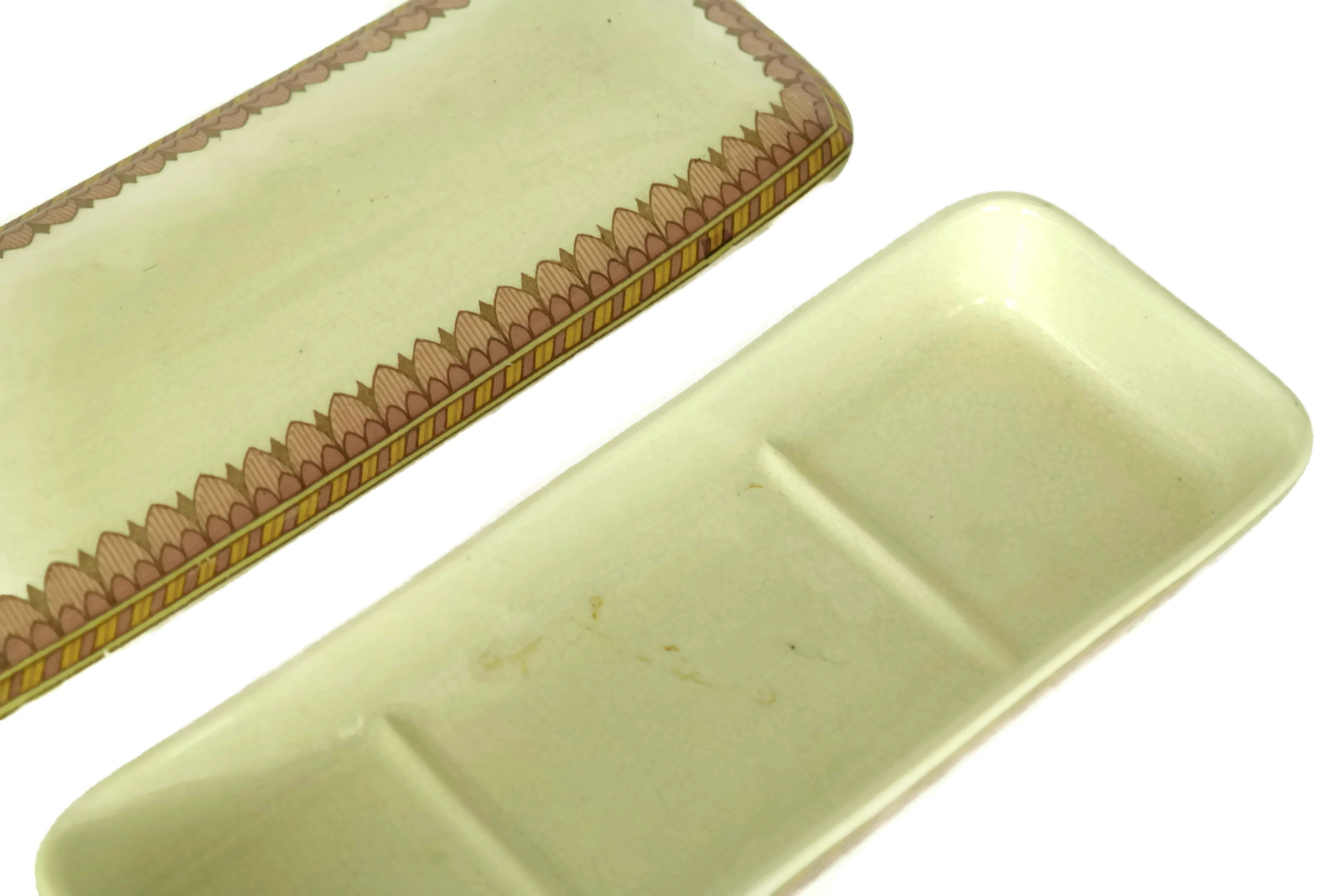 Antique Ceramic Toothbrush Holder. Decorative French Sarreguemines