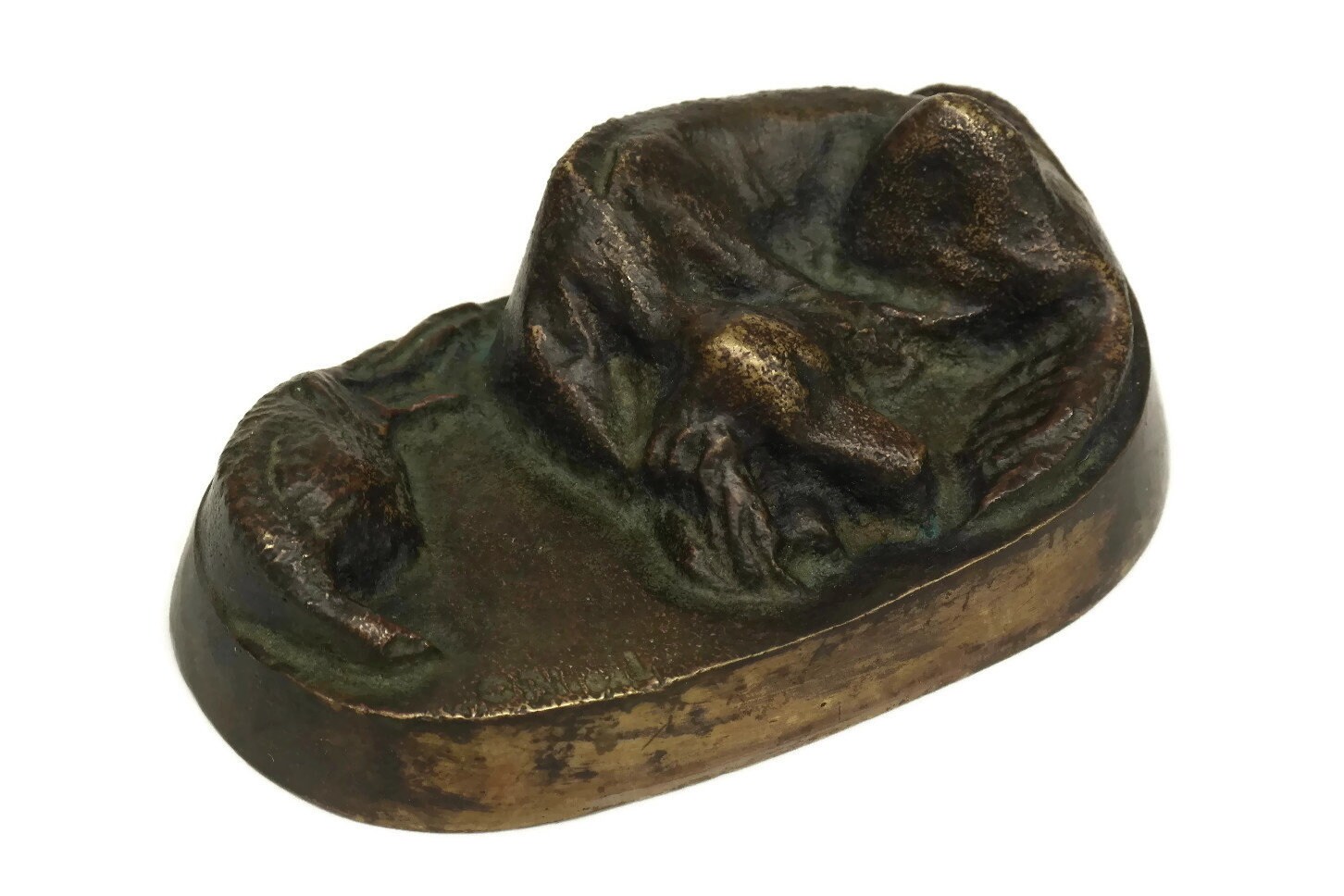 Antique Bronze Hunting Dog Paperweight.